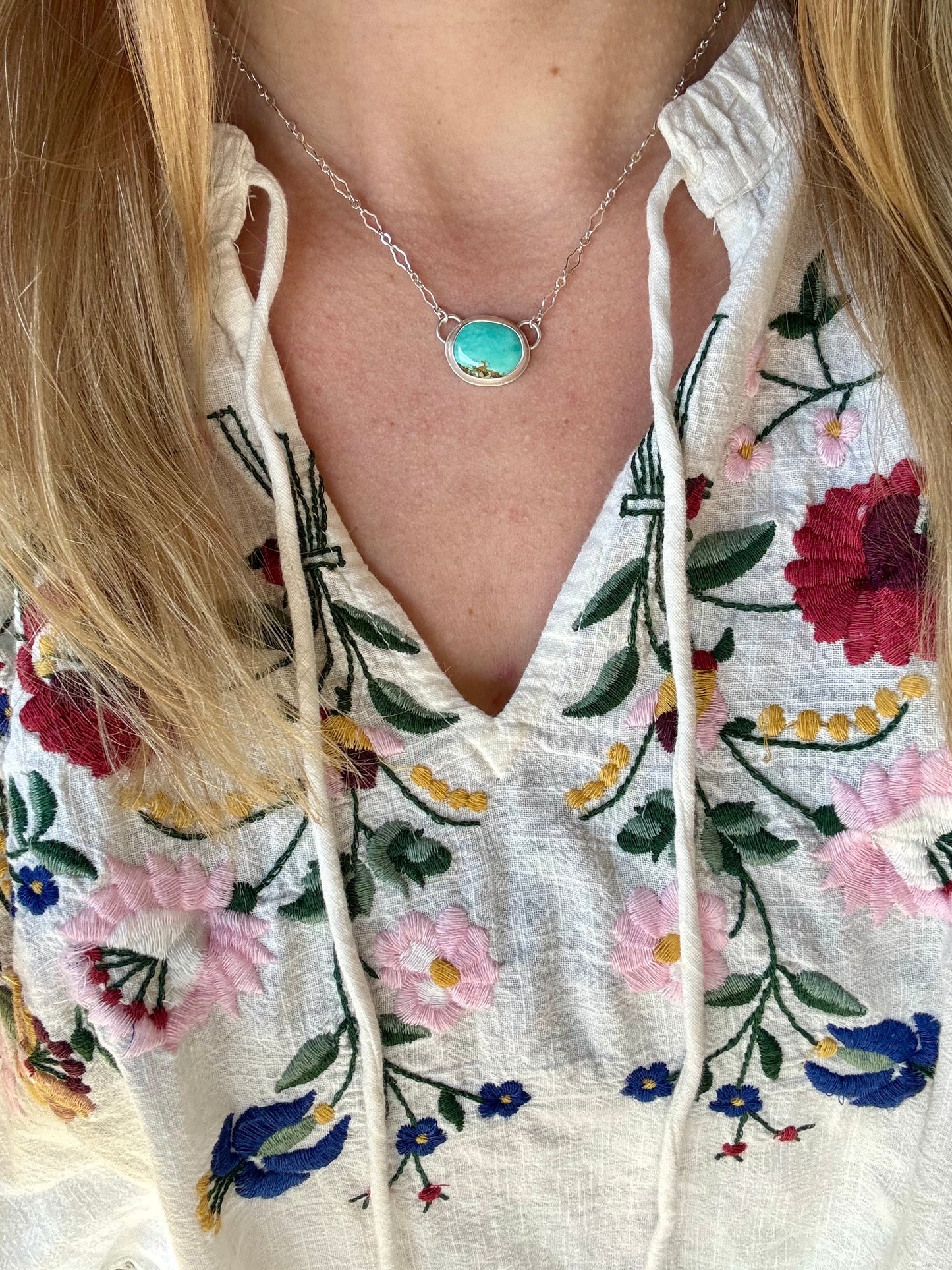 Dainty Tyrone turquoise station necklace