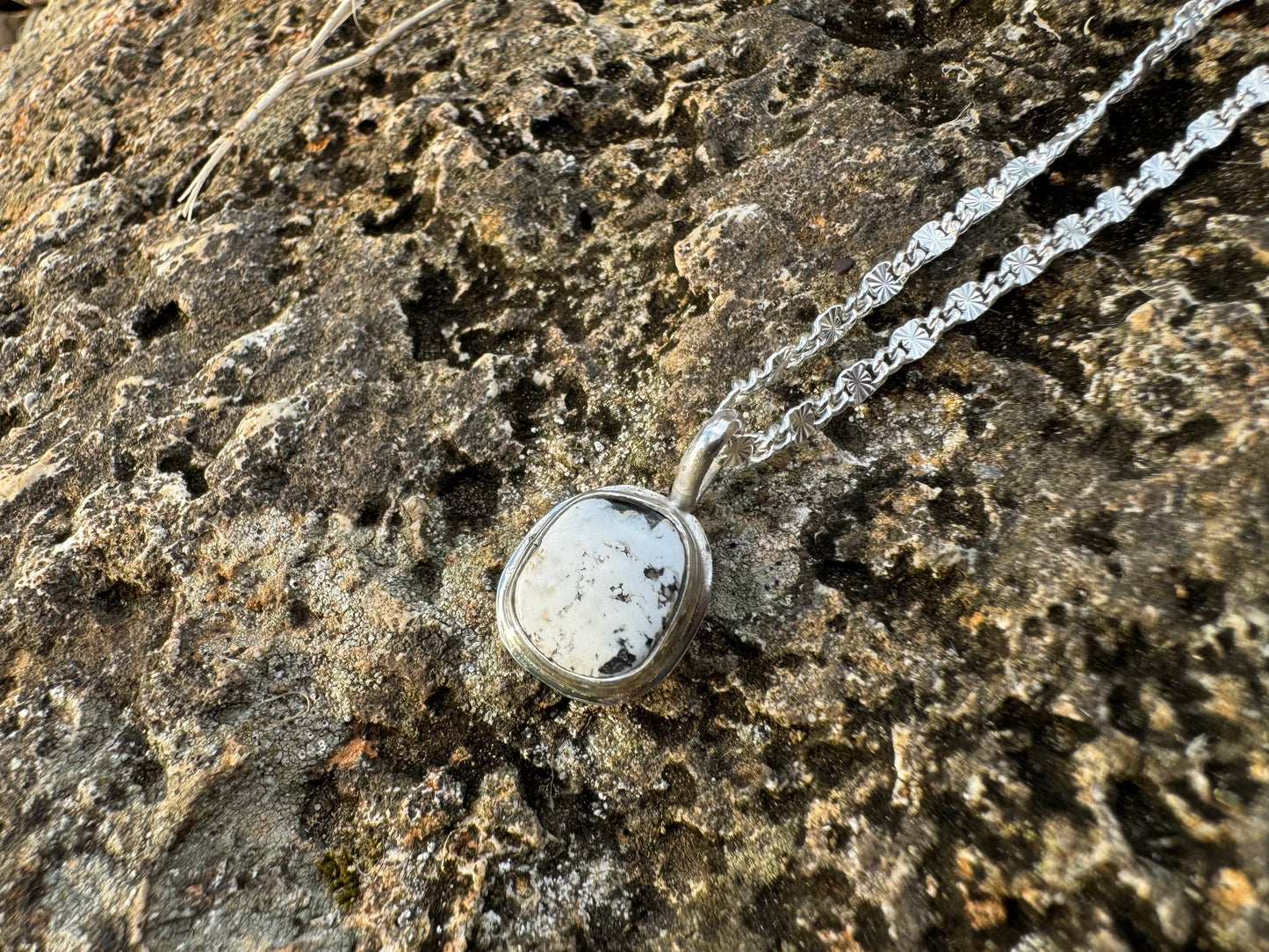 White buffalo turquoise mini pendant