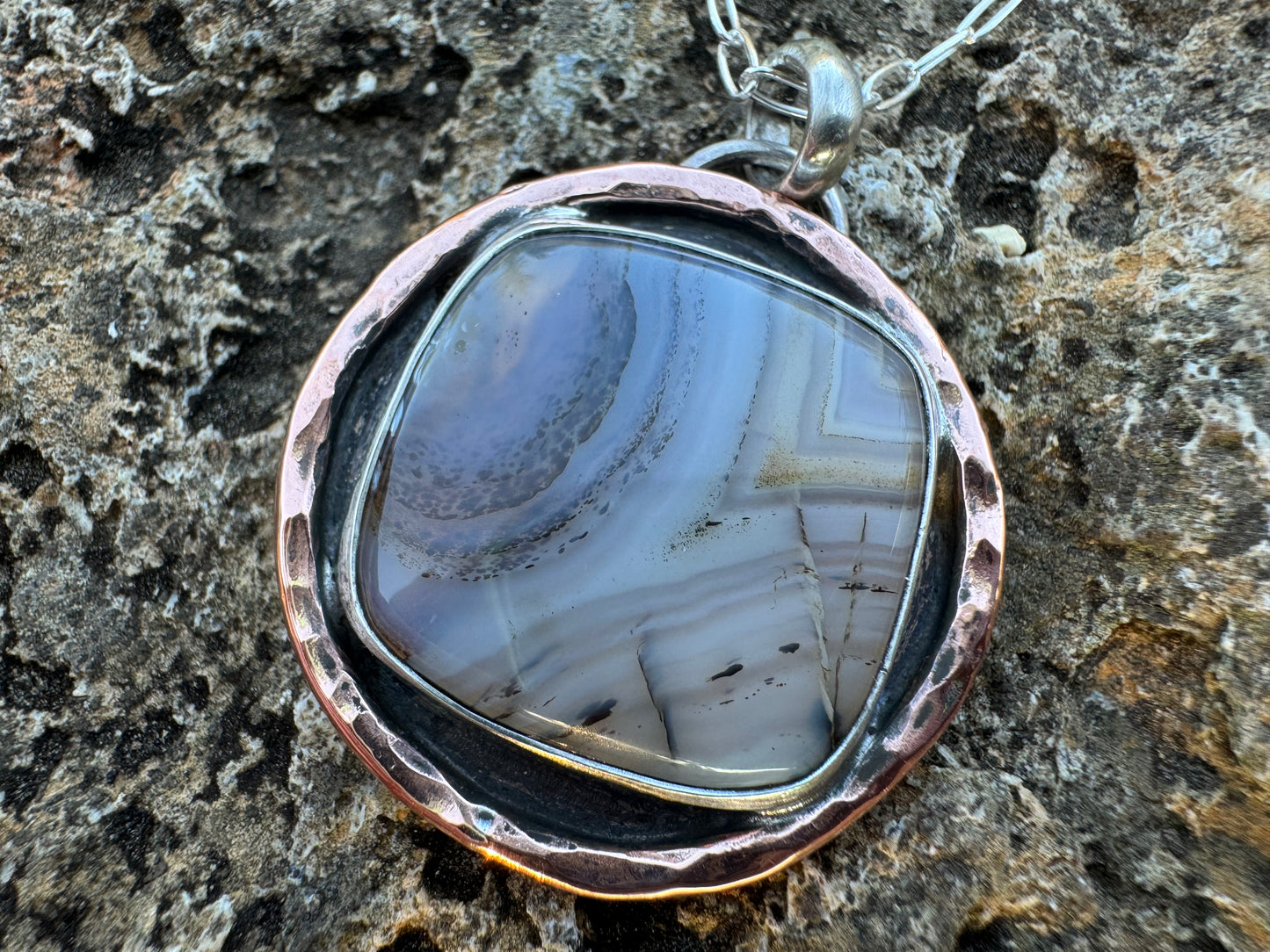 Montana Agate and copper accent Pendant