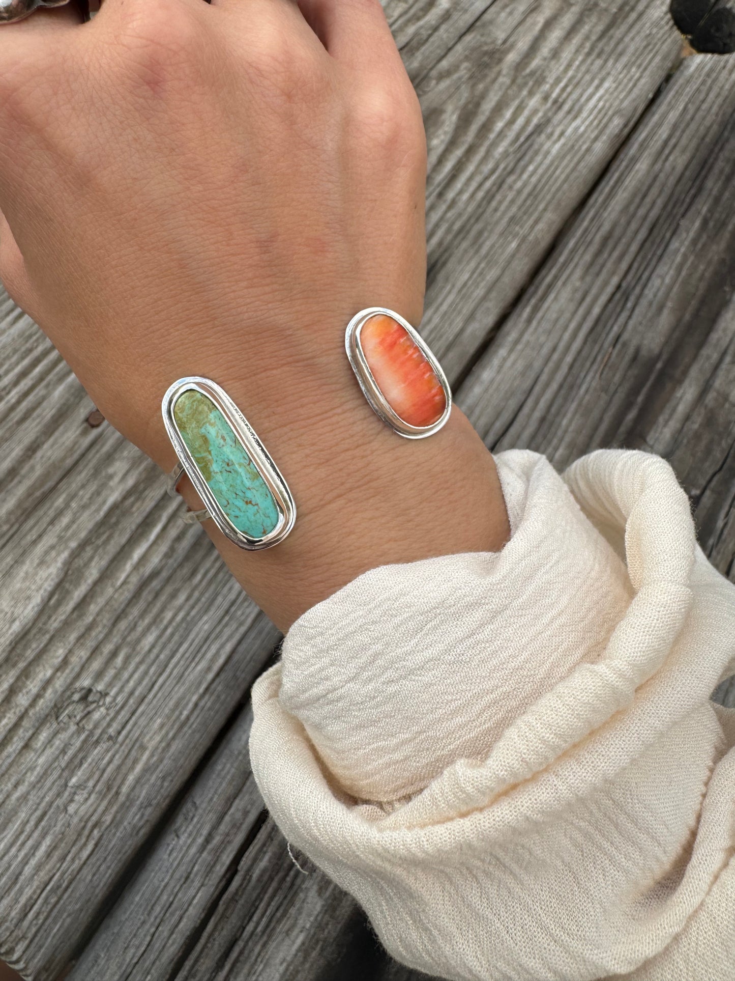 Turquoise and spiny oyster open front Cuff
