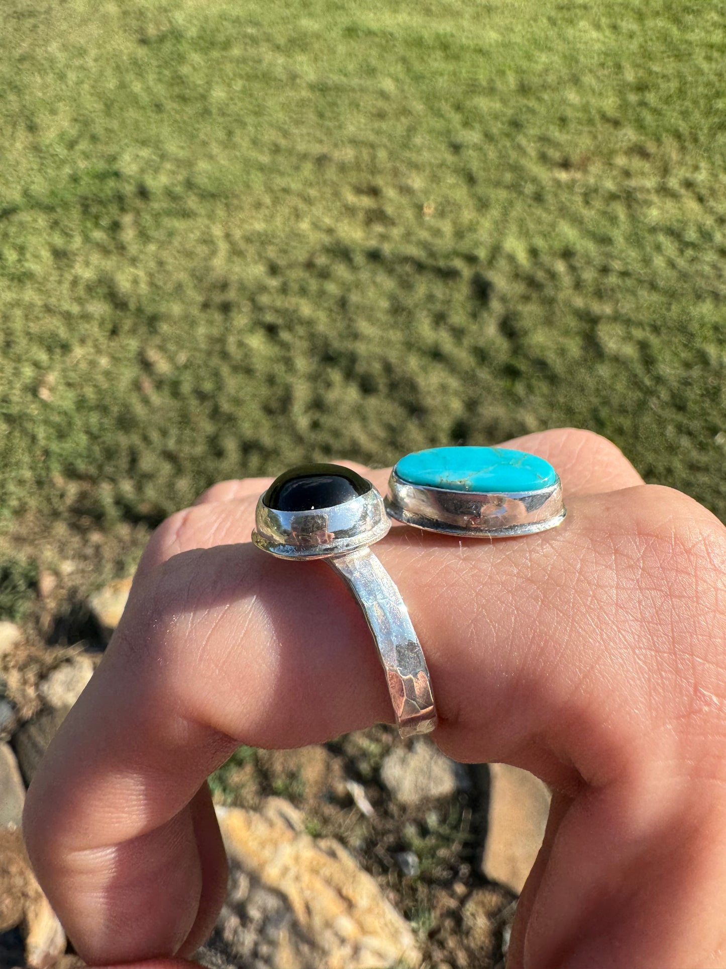 Adjustable Turquoise and Black Onyx ring