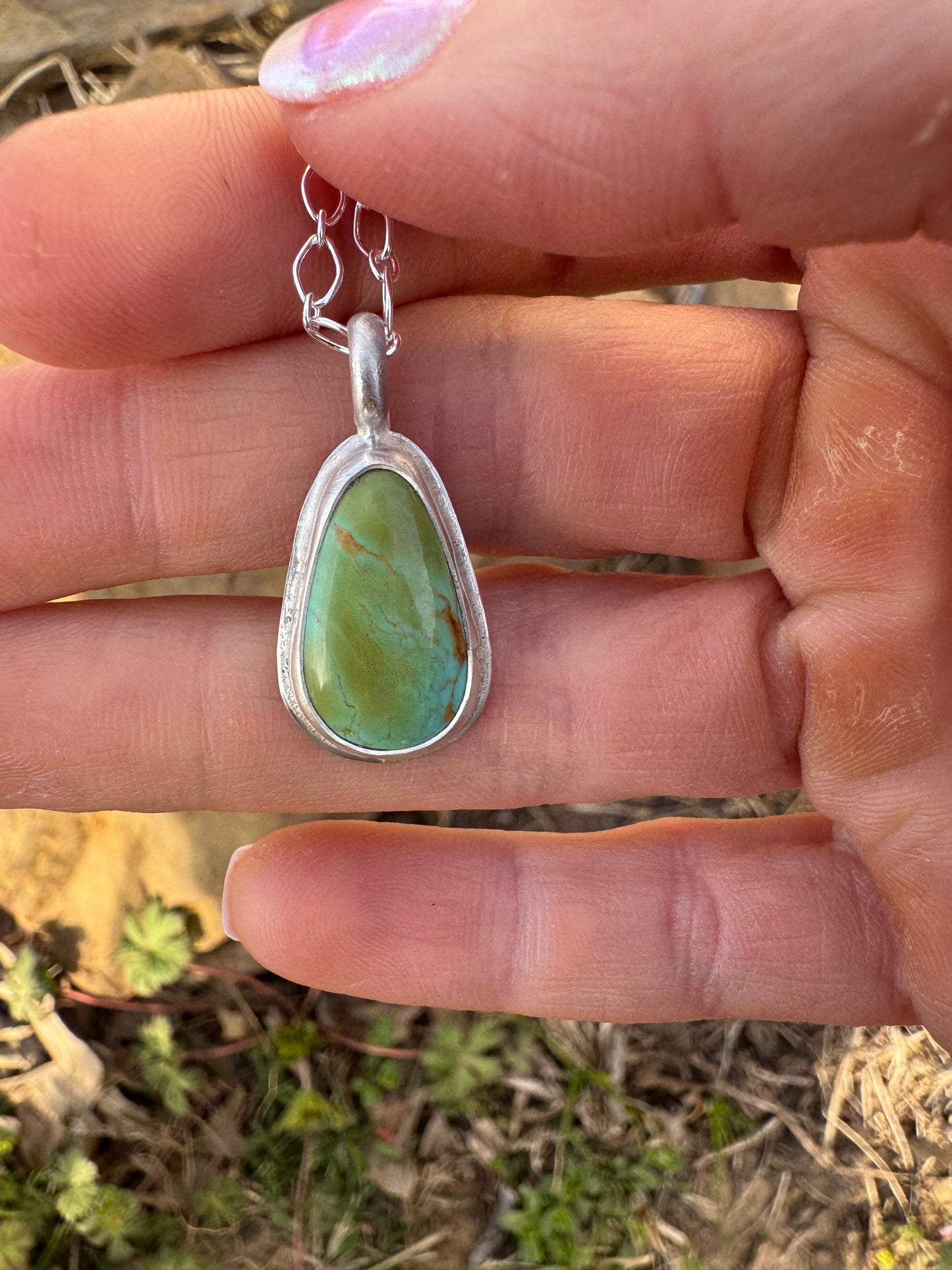 Green Kingman turquoise dainty pendant