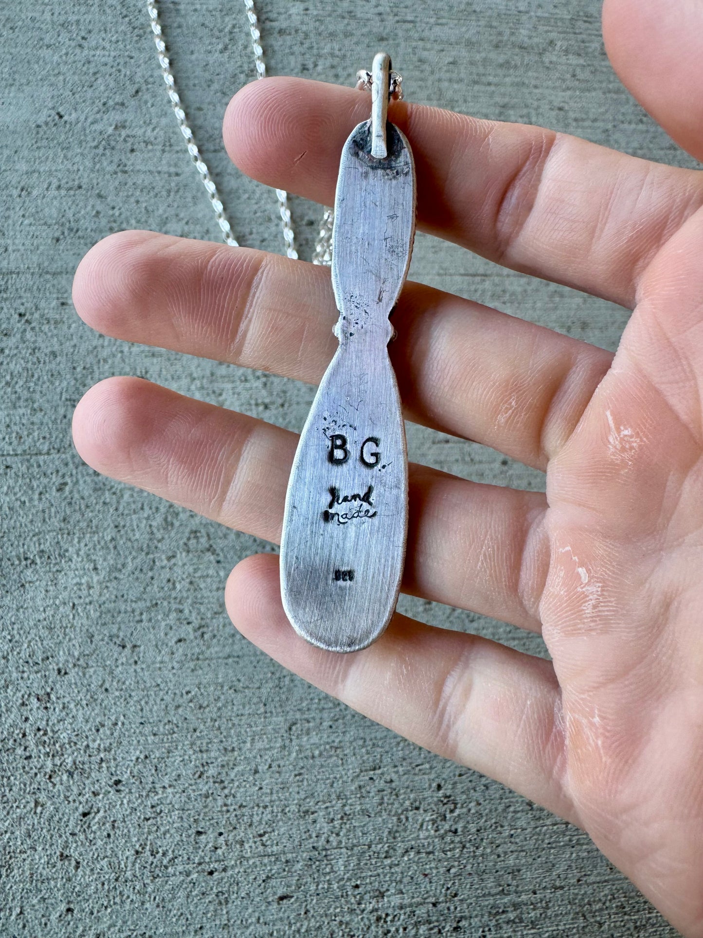 Elongated Turquoise and Wild Horse Magnesite Pendant