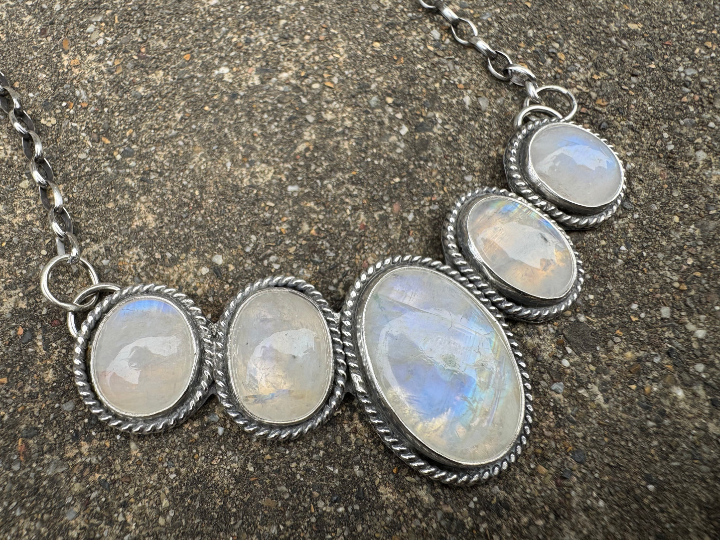 Moonstone bib necklace
