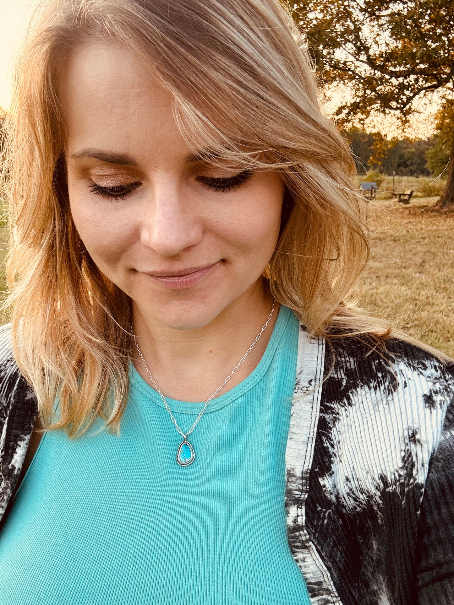 Dainty turquoise pendant