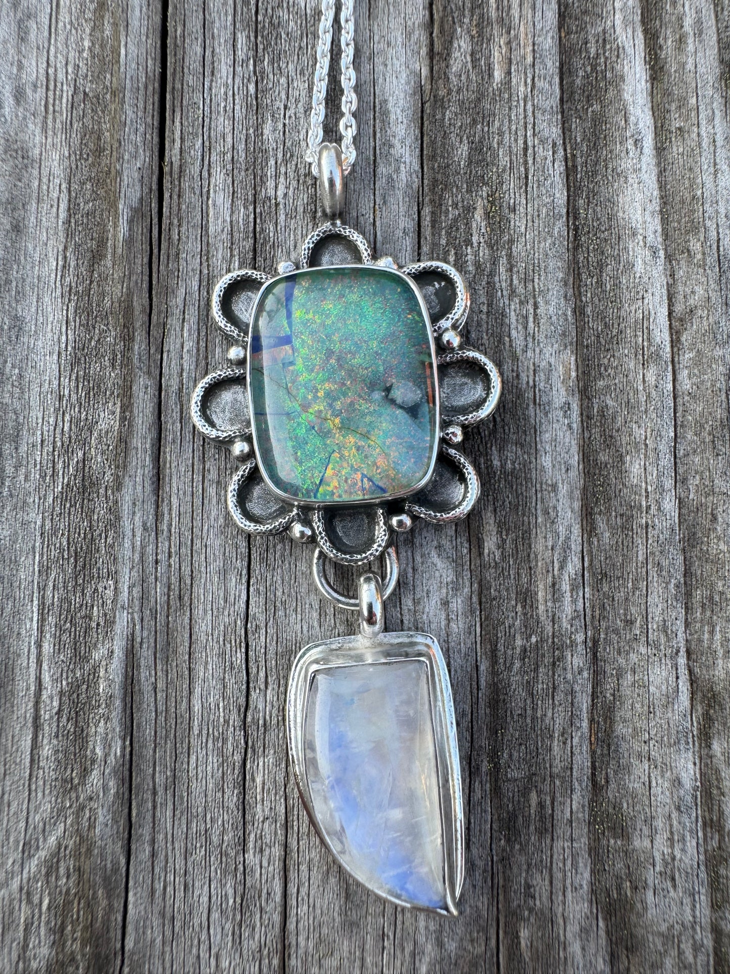 Monarch opal and Moonstone necklace
