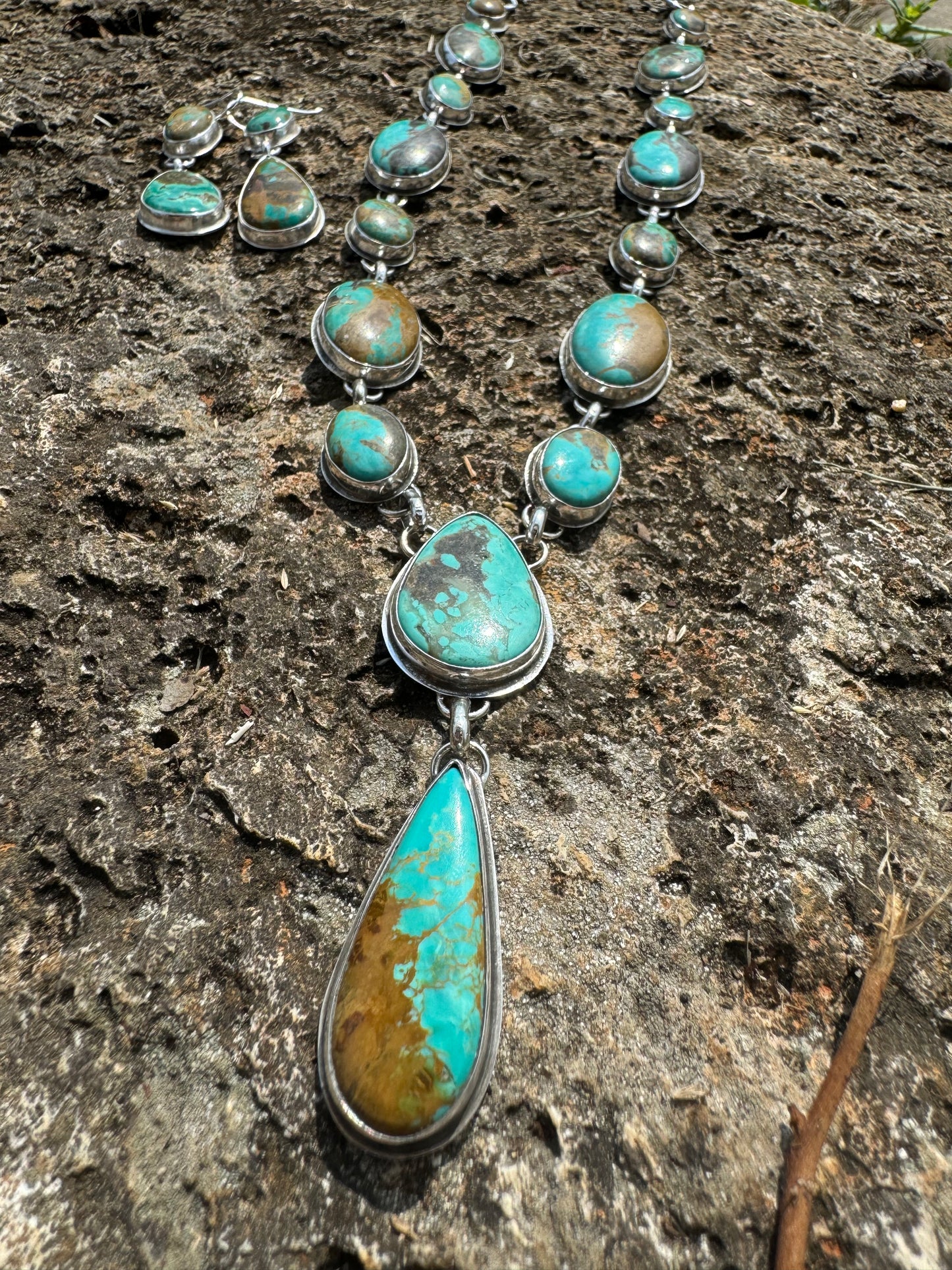 Tyrone turquoise Lariat Necklace/ earring set