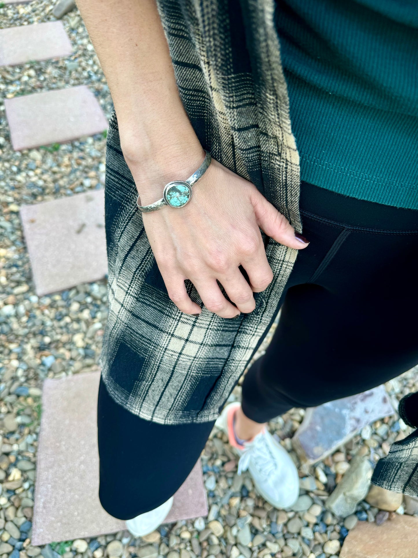 Number 8 turquoise stack cuff bracelet