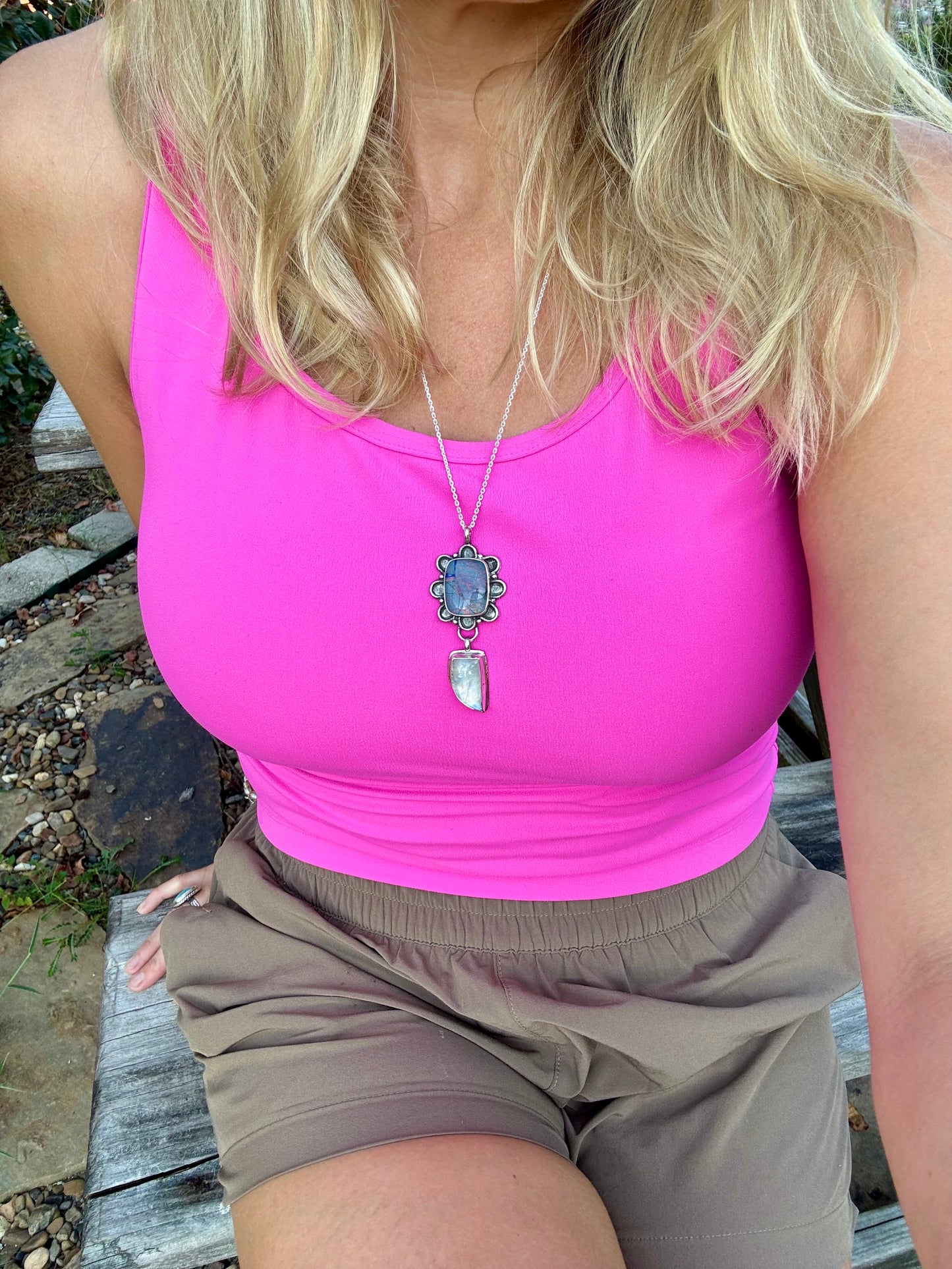 Monarch opal and Moonstone necklace