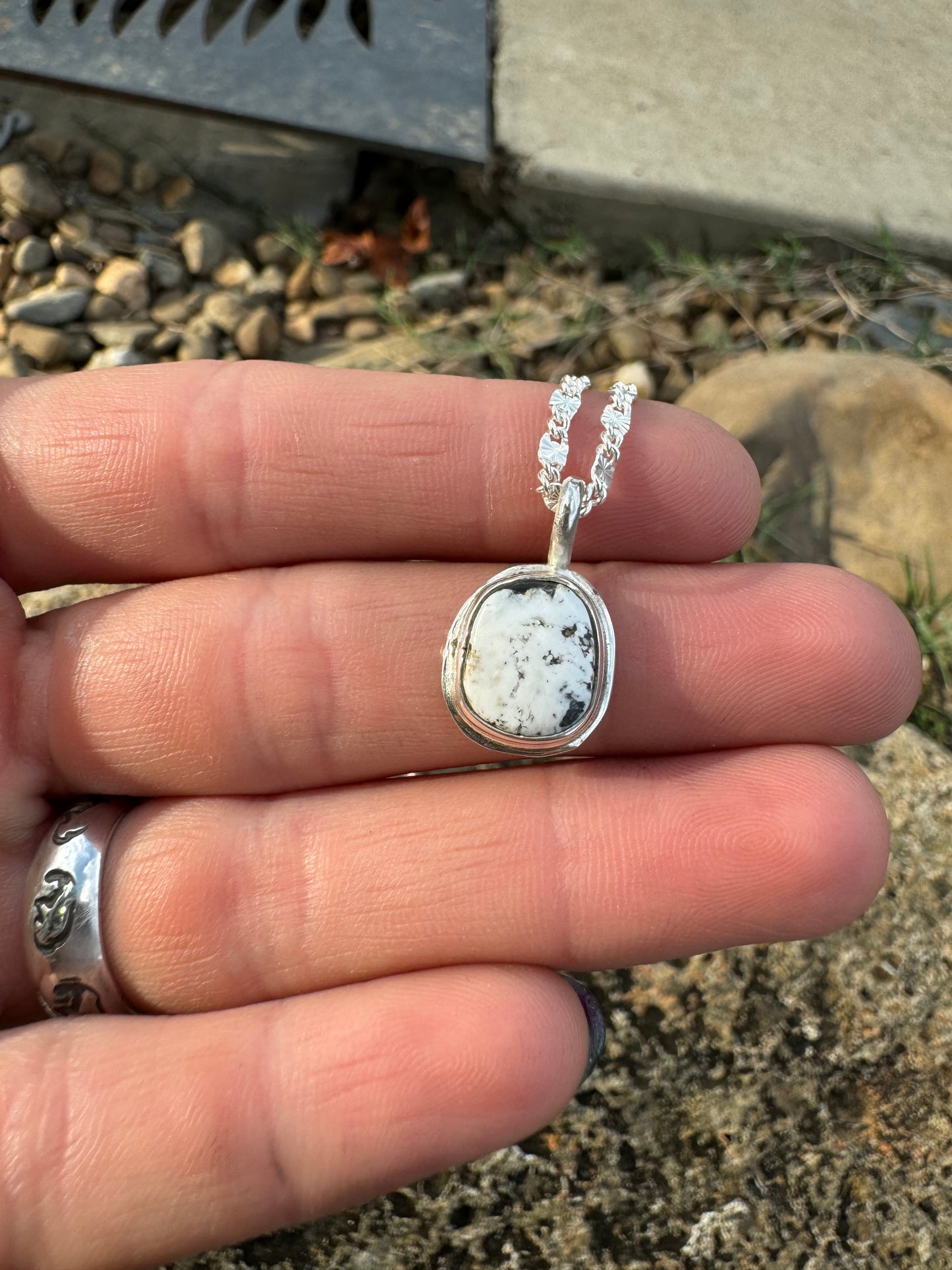 White buffalo turquoise mini pendant
