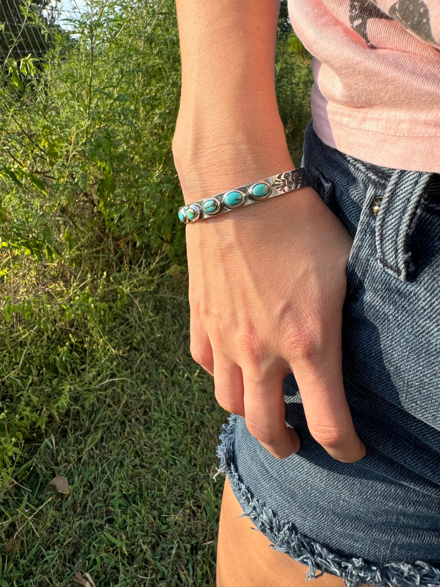 Stackable Kingman turquoise cuff