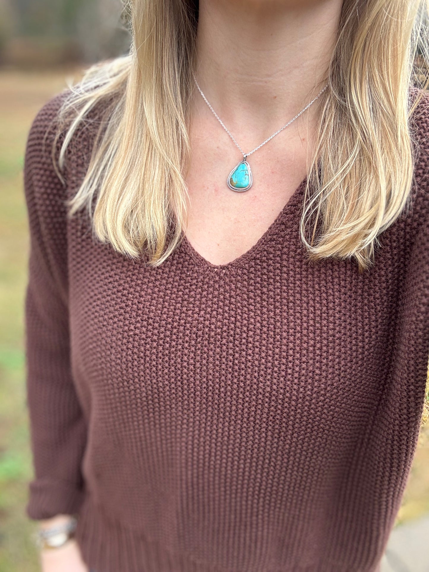 Tyrone turquoise tear drop pendant
