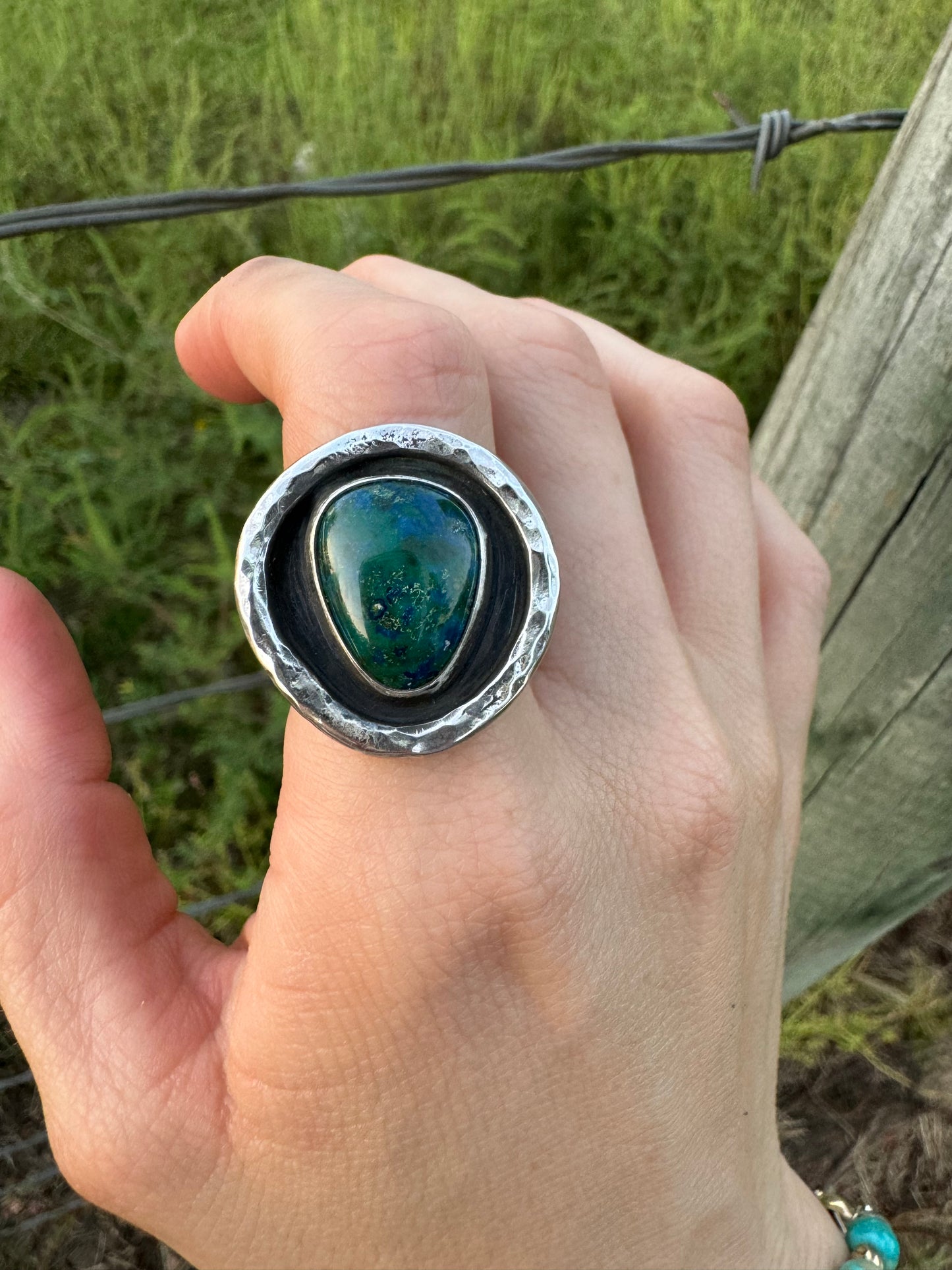 Azurite Malachite shadowbox ring size 9