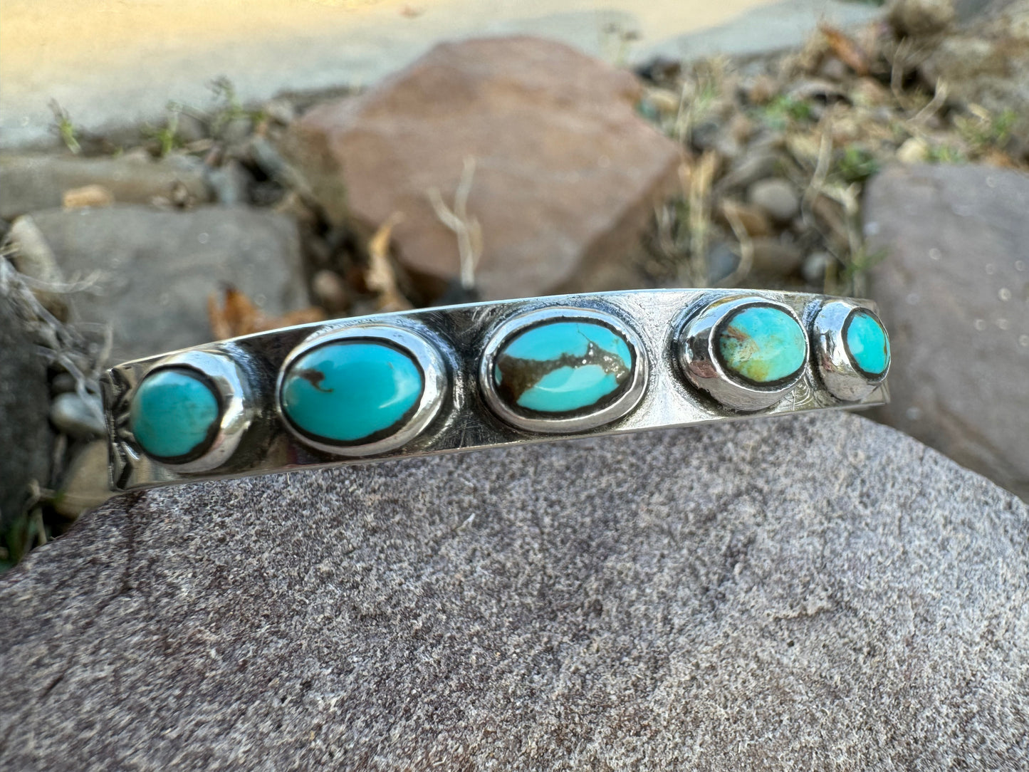Stackable Kingman turquoise cuff
