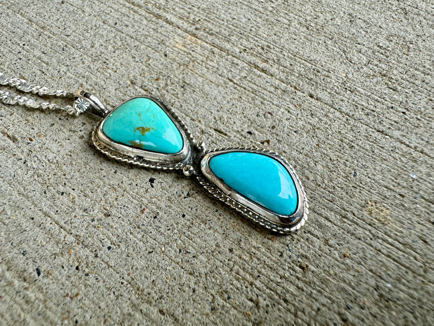 Two stone turquoise pendant