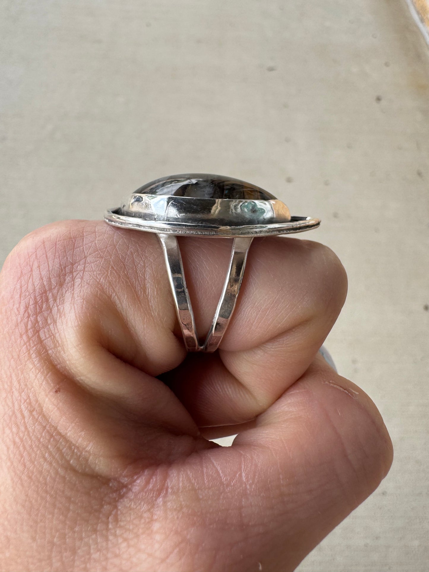 Dendritic Quartz statement ring size 9