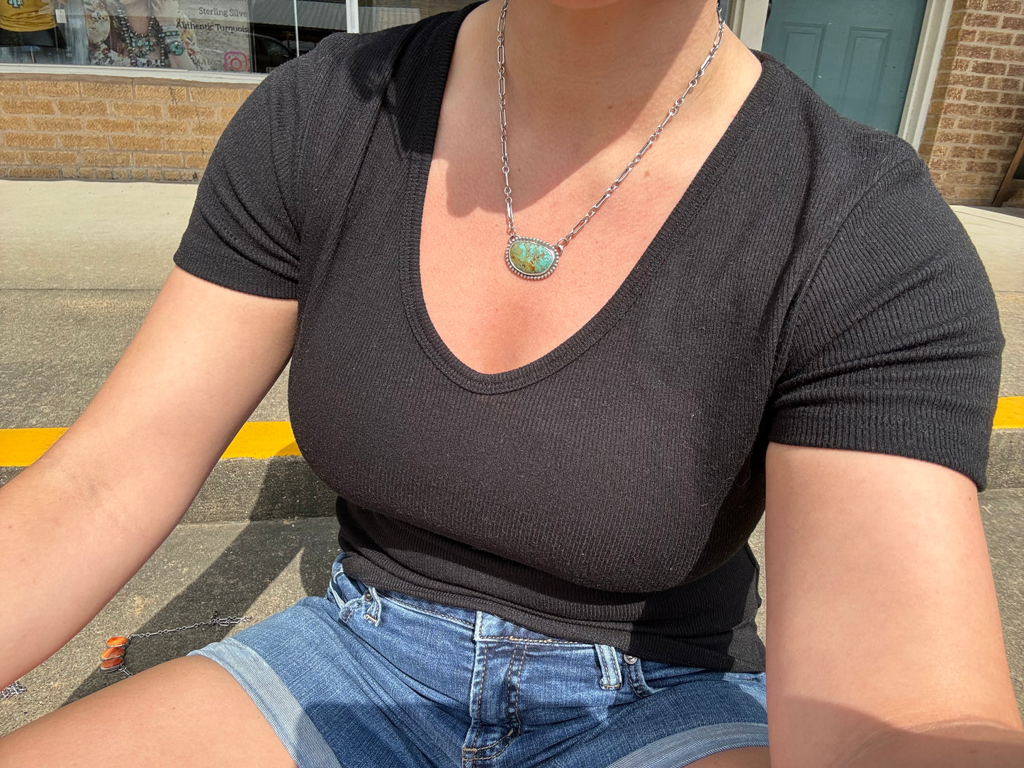 Green turquoise station necklace