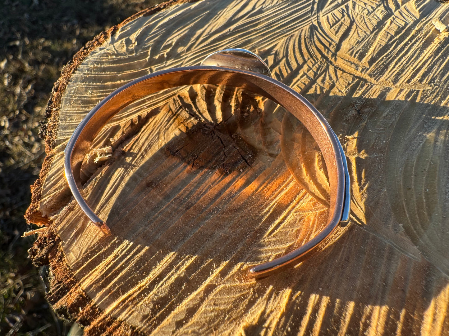 Copper and silver turquoise cuff bracelet