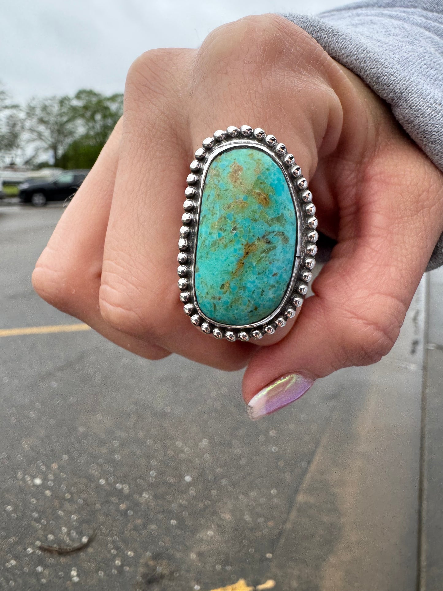 Kingman turquoise Asymmetrical Ring size 9