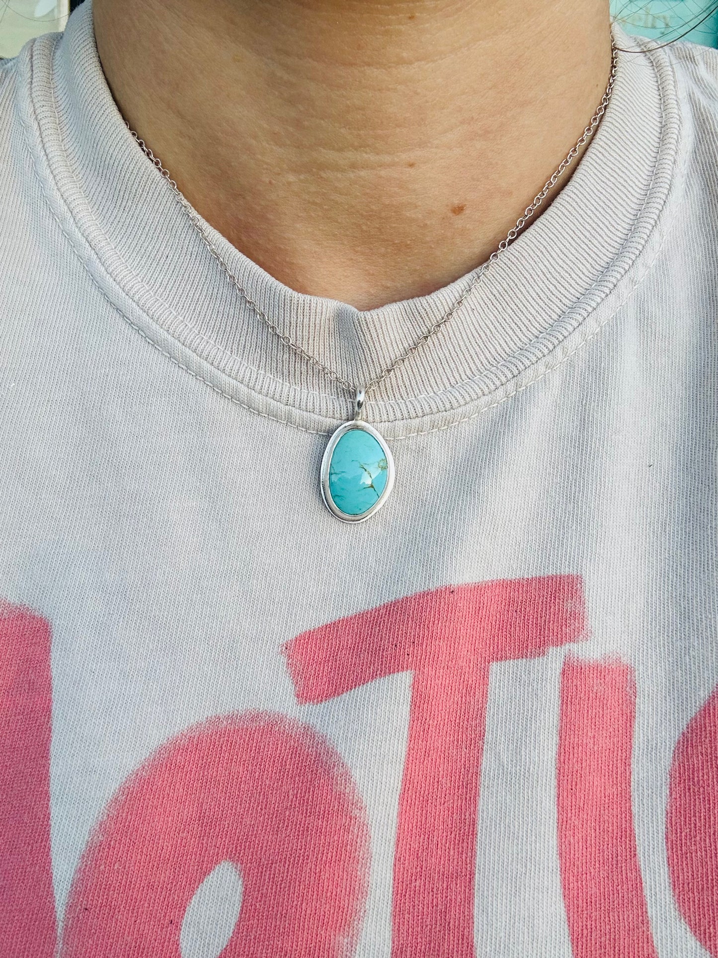 Bright Blue Dainty Turquoise Pendant