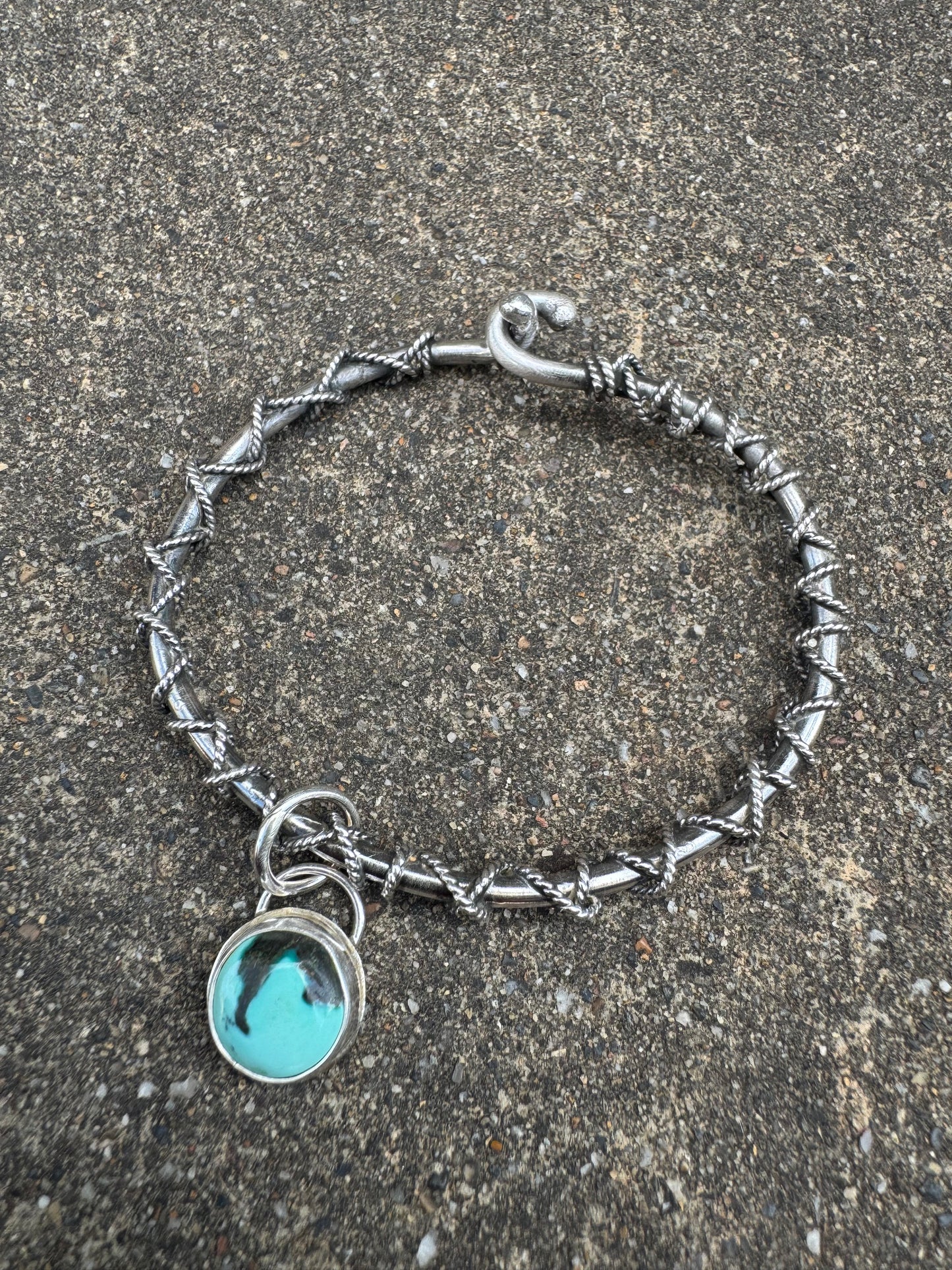 Knotted Rope Bangle with turquoise charm