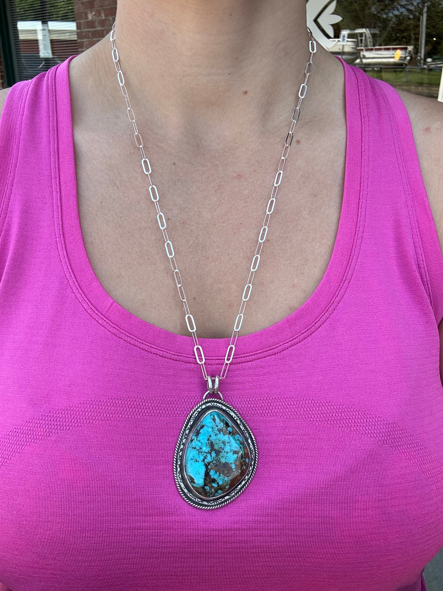 Oversized turquoise pendant