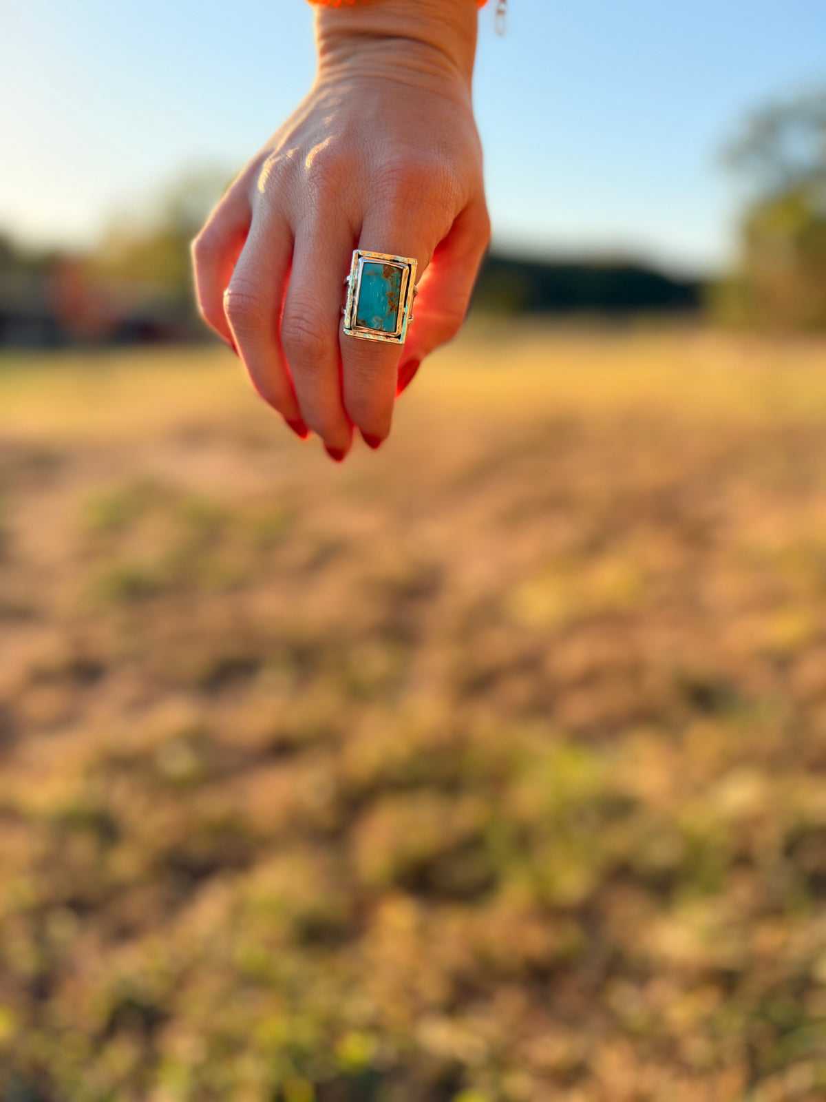 Kingman turquoise Rectangle ring size 8