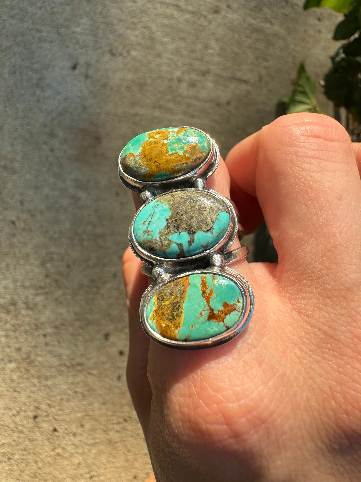 Tyrone Turquoise three stone ring size 8