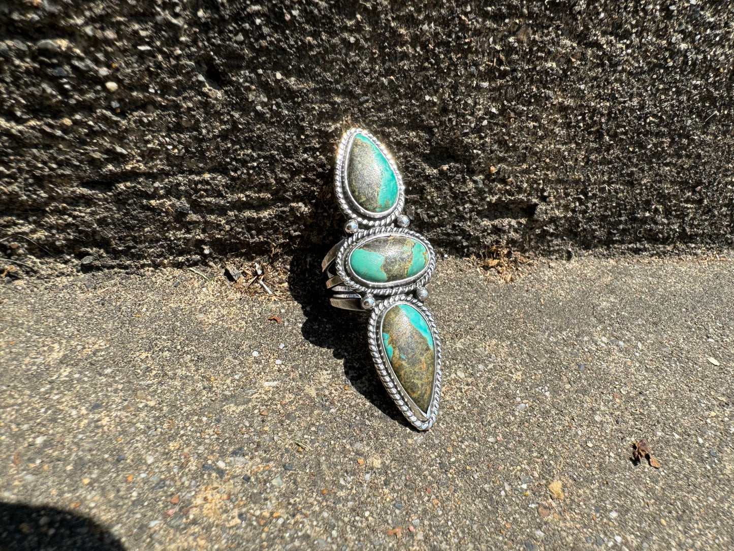 Long Tyrone Turquoise ring size 7.5