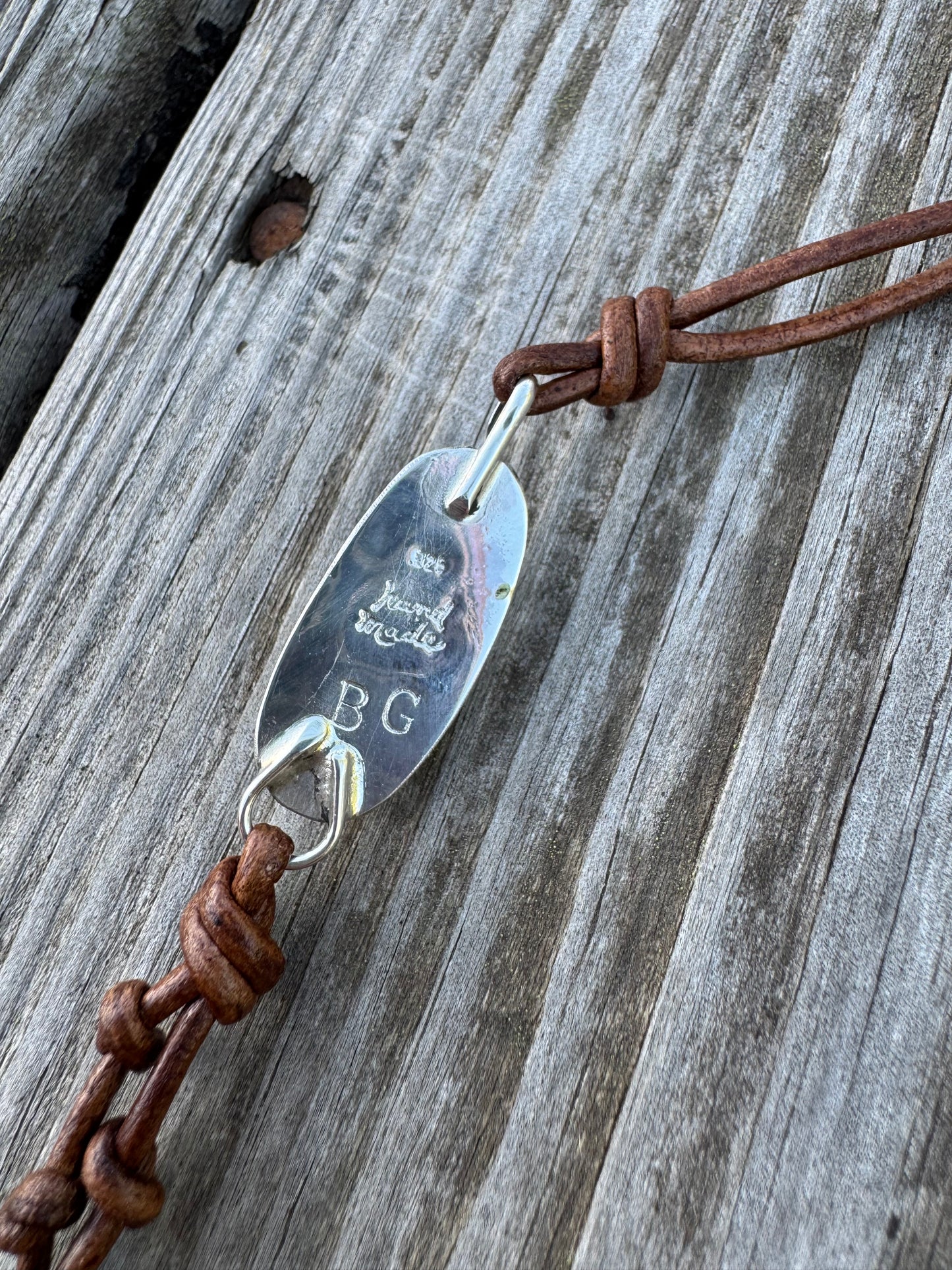 Leather and turquoise Adjustable Necklace