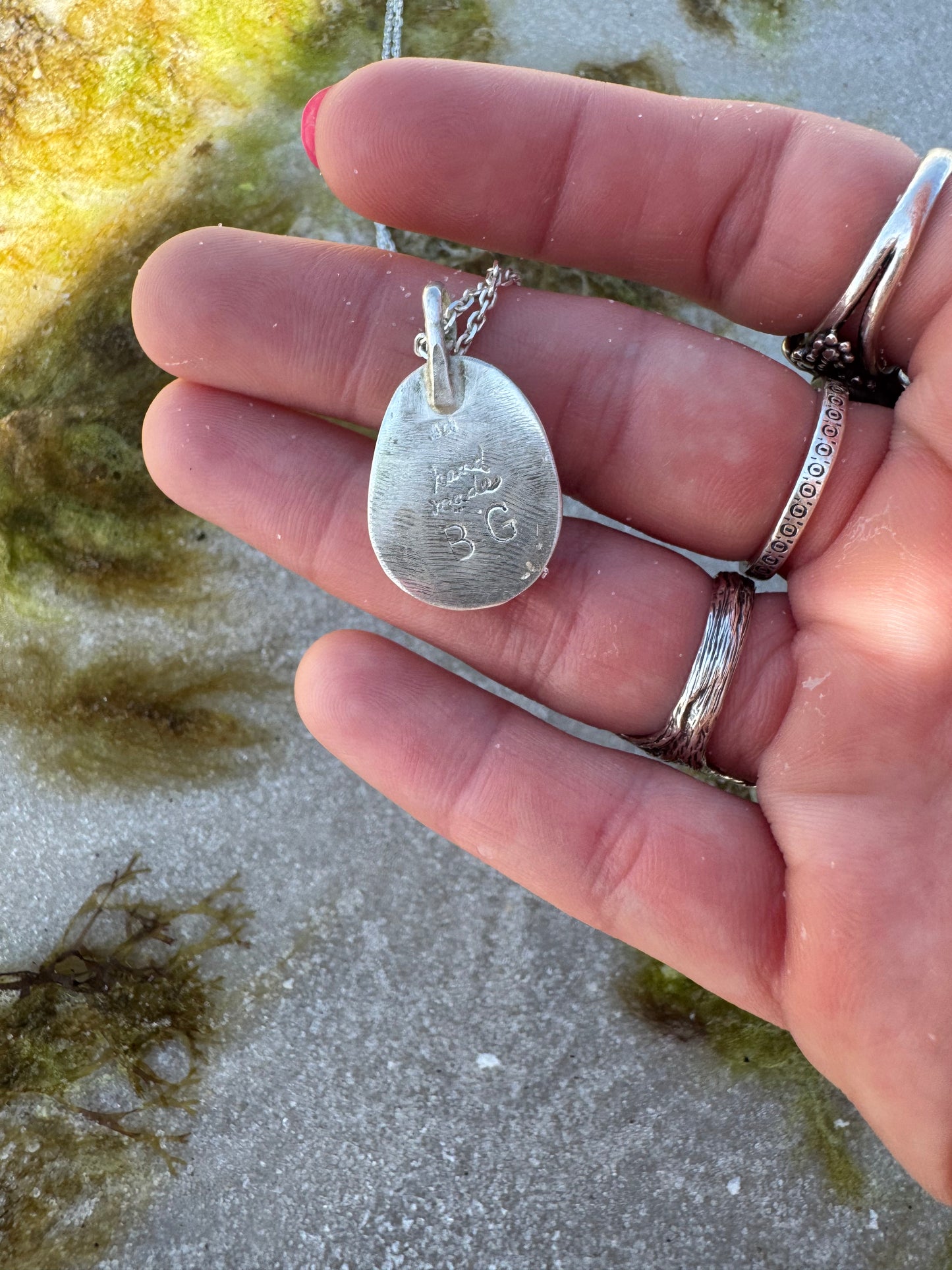 Green turquoise medium sized dainty pendant