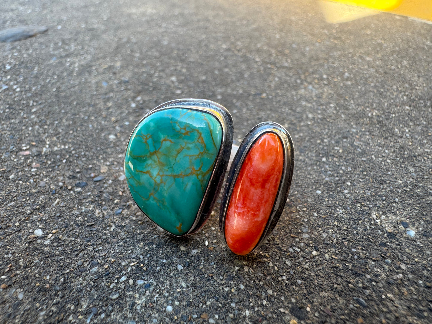 Adjustable Turquoise and Spiny Oyster shell Ring