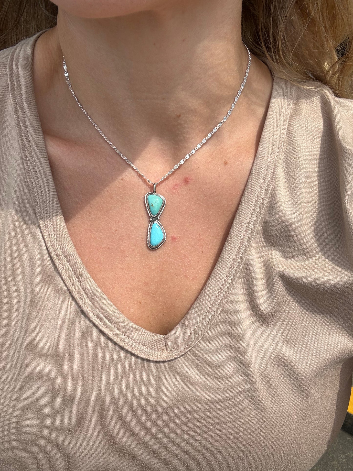 Two stone turquoise pendant