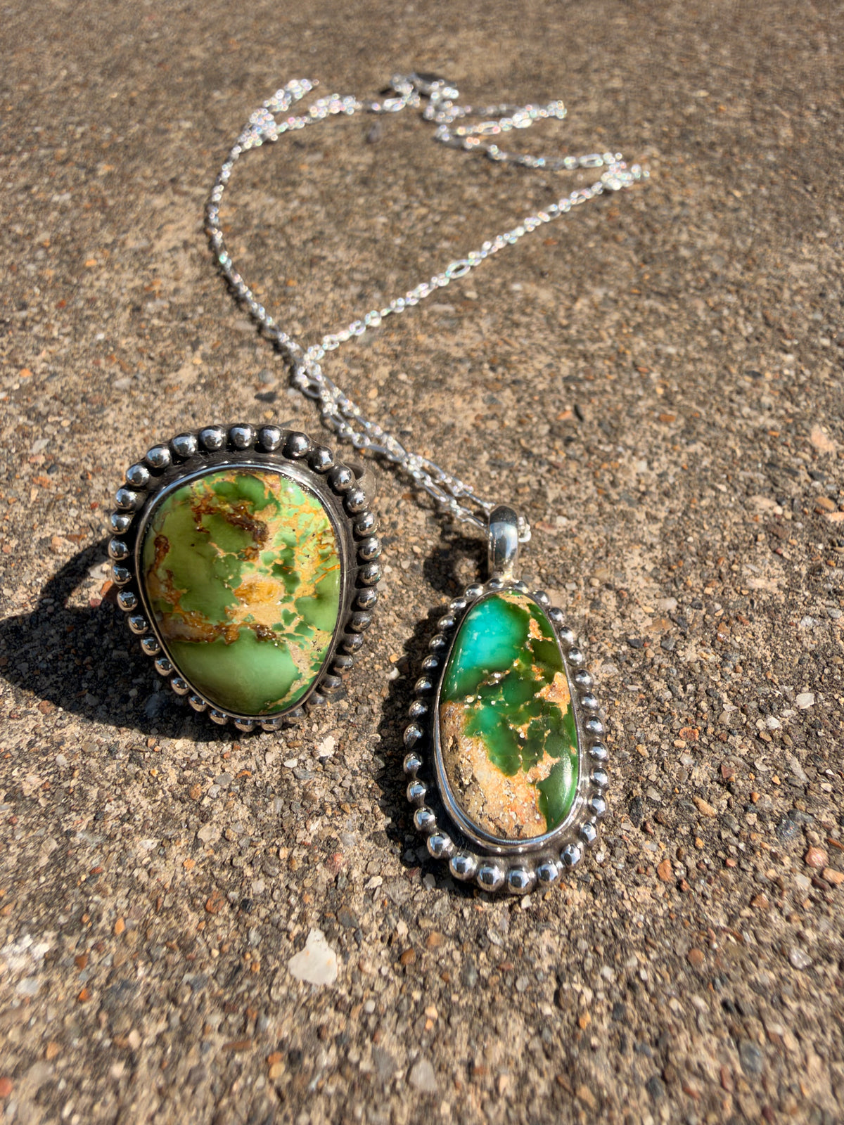 Sonoran Gold Turquoise Sterling Silver Pendant Necklace