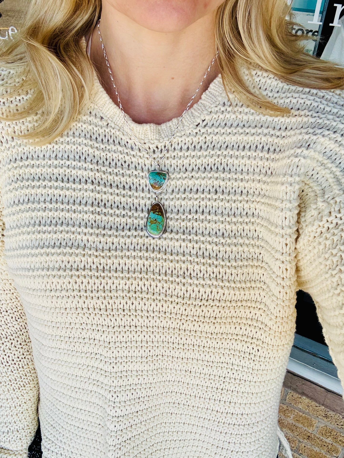 Two stone Turquoise statement Pendant