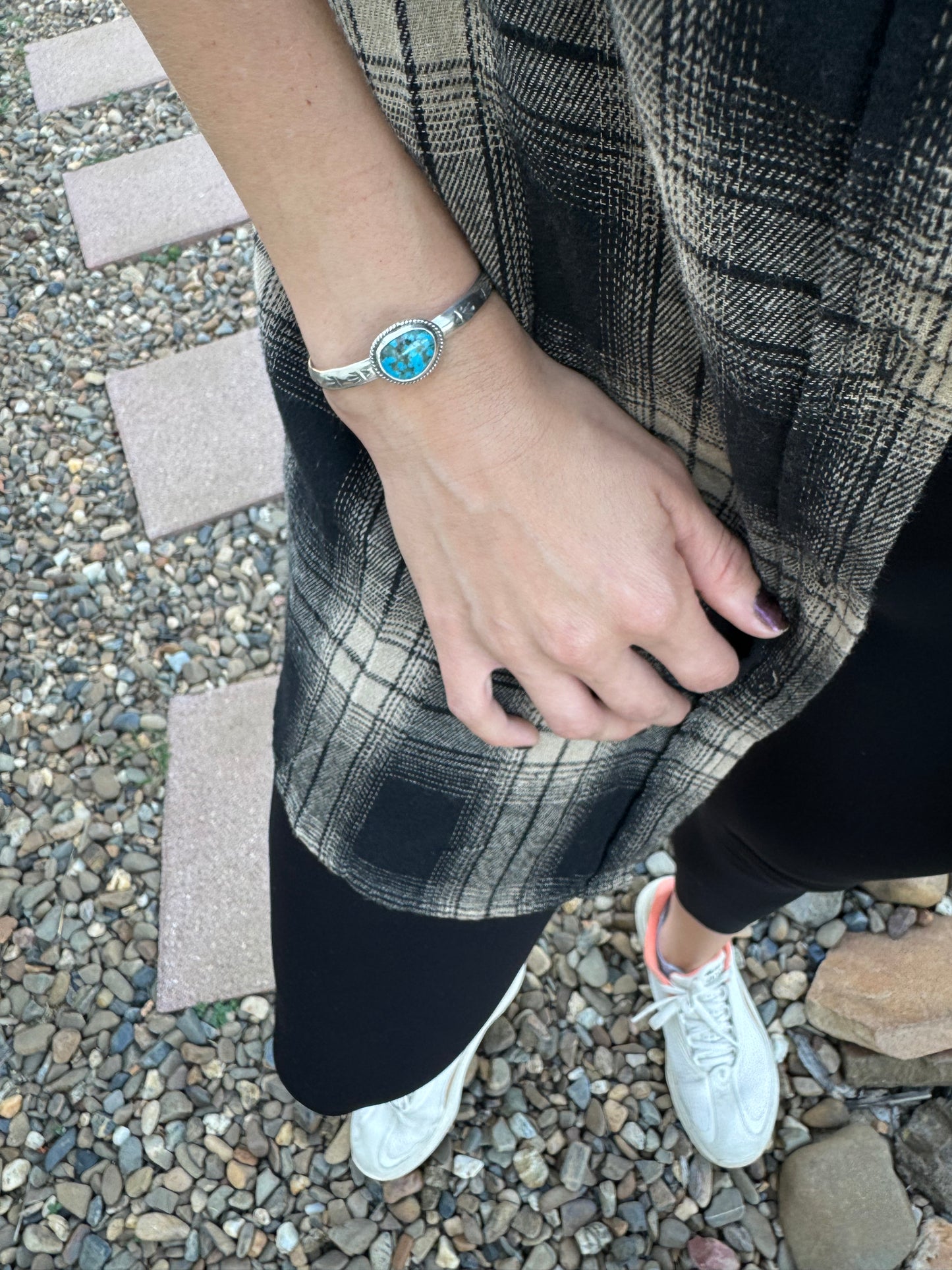 Kingman turquoise stacker cuff bracelet