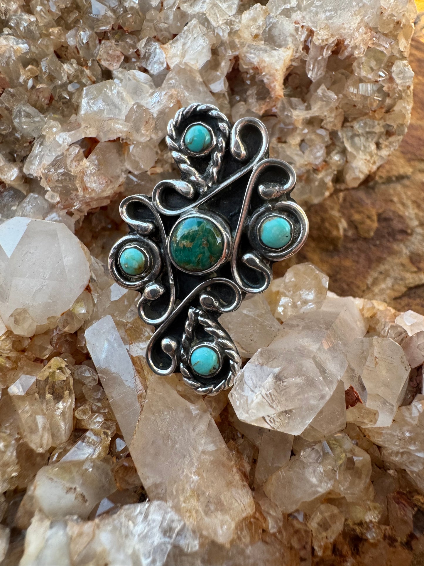 Filigree Turquoise Statement ring size 6
