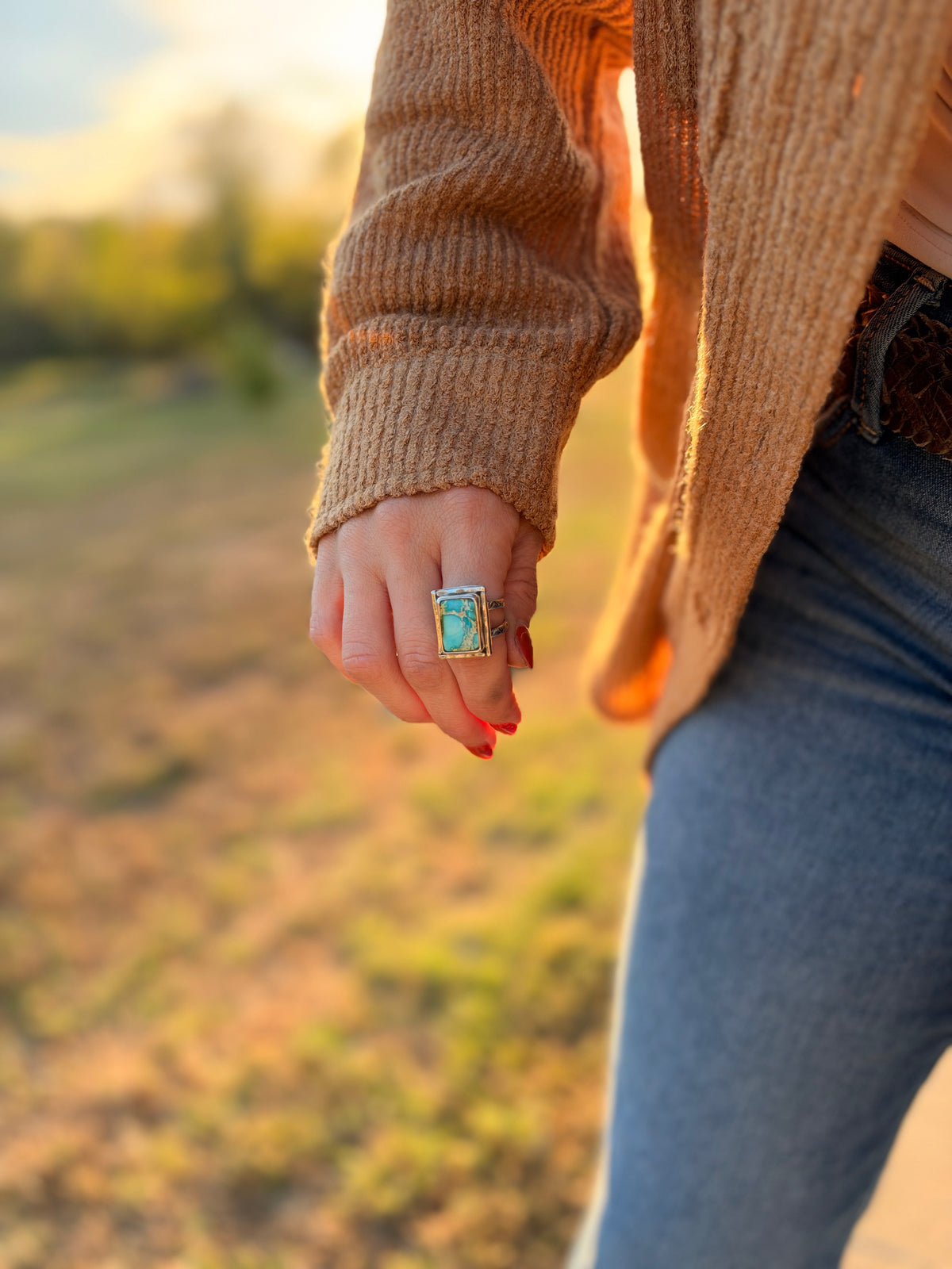 Rectangle Sonoran Gold Statement Ring size 9