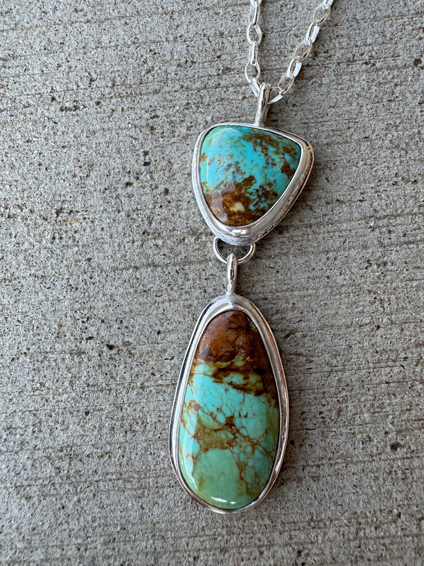 Two stone Turquoise statement Pendant
