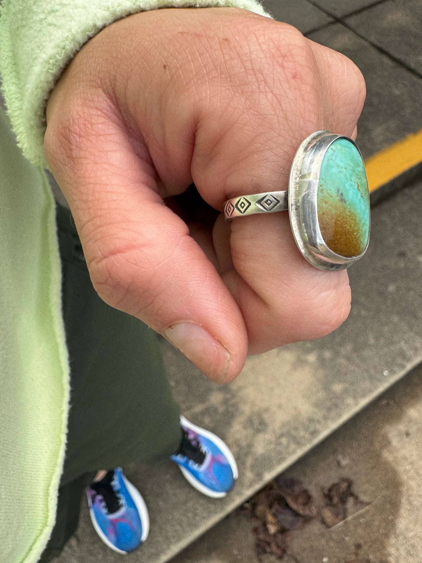 Rustic turquoise ring size 8