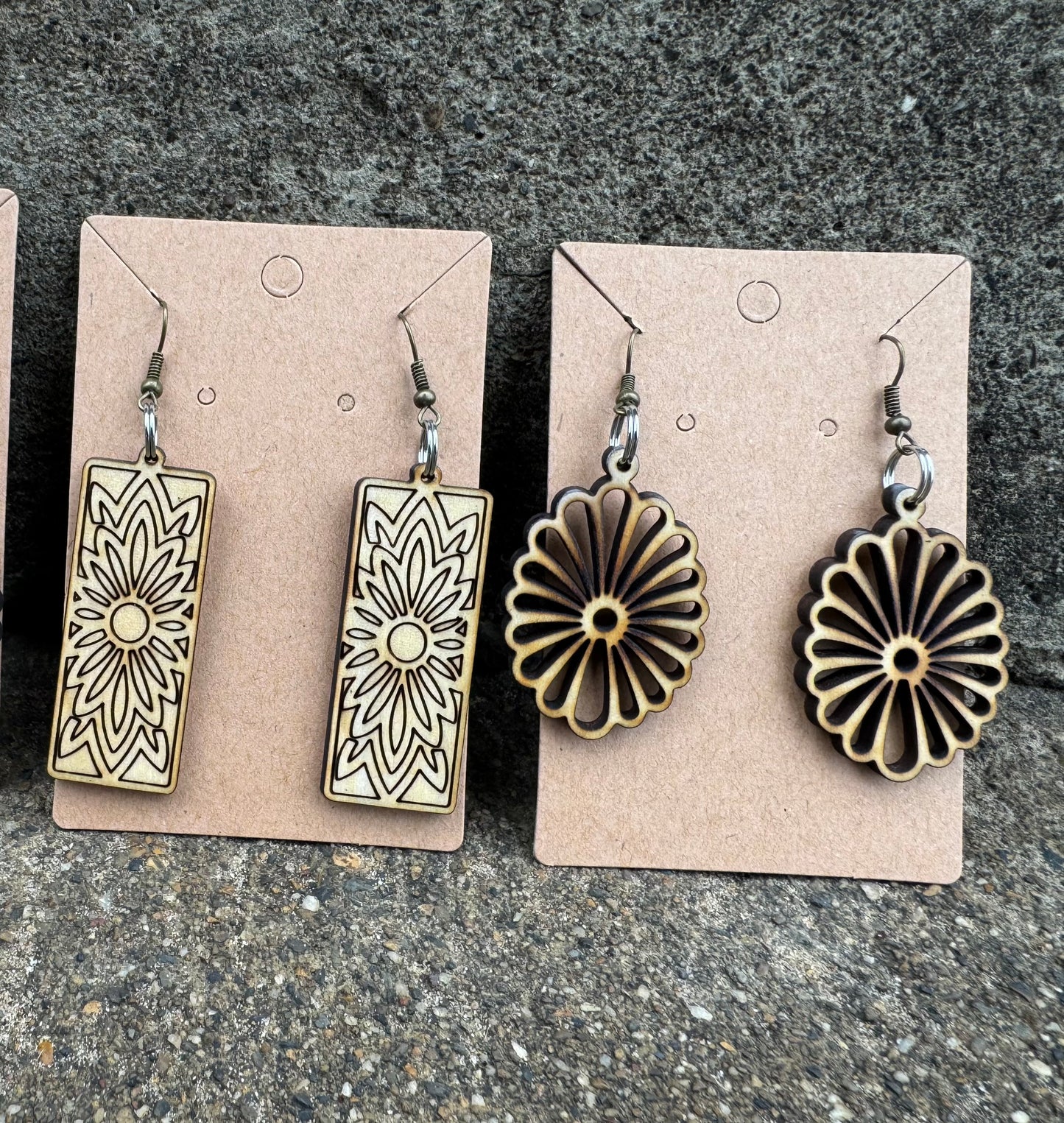 Wood Earrings 2 pairs