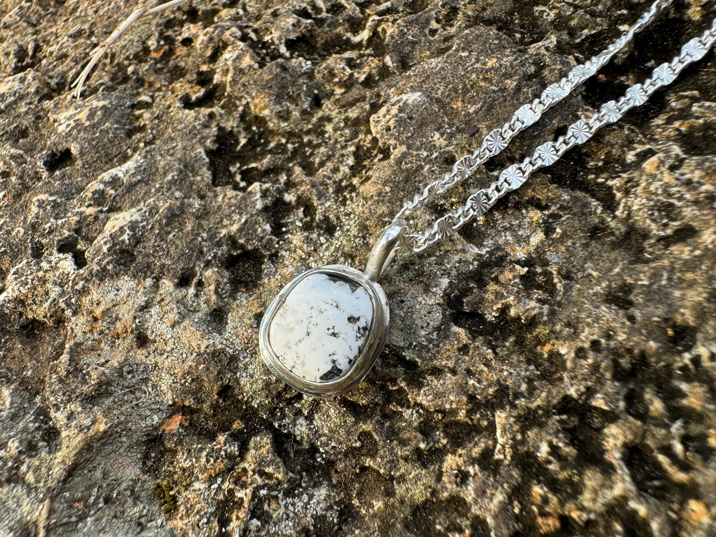 White buffalo turquoise mini pendant