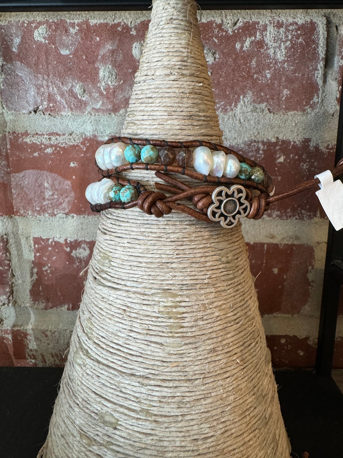 Pearl and gemstone wrap bracelet for Courtney