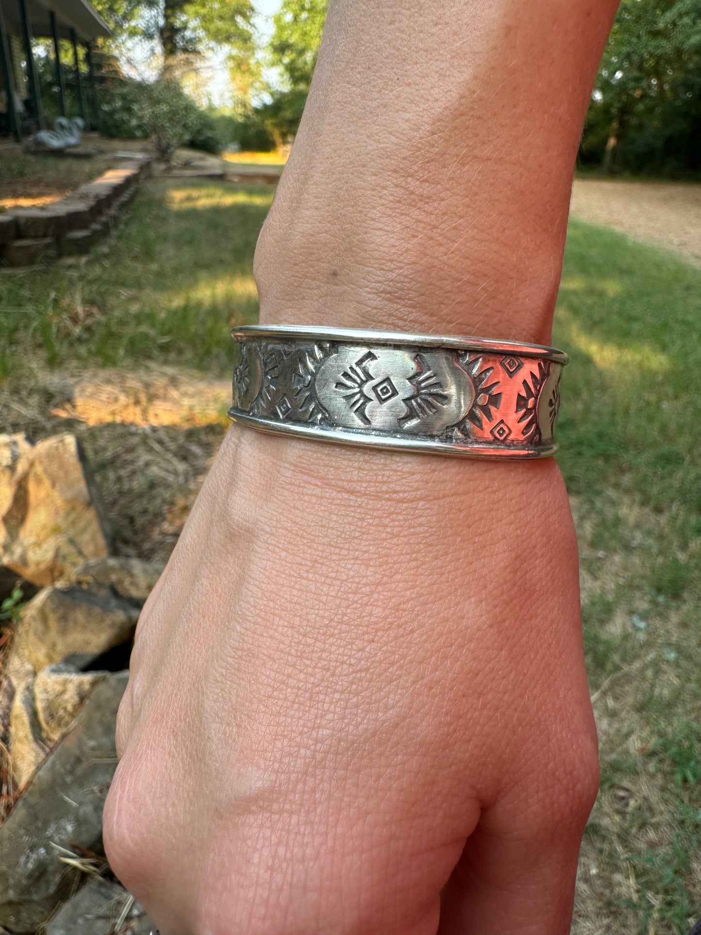 Hand-stamped Sterling silver cuff