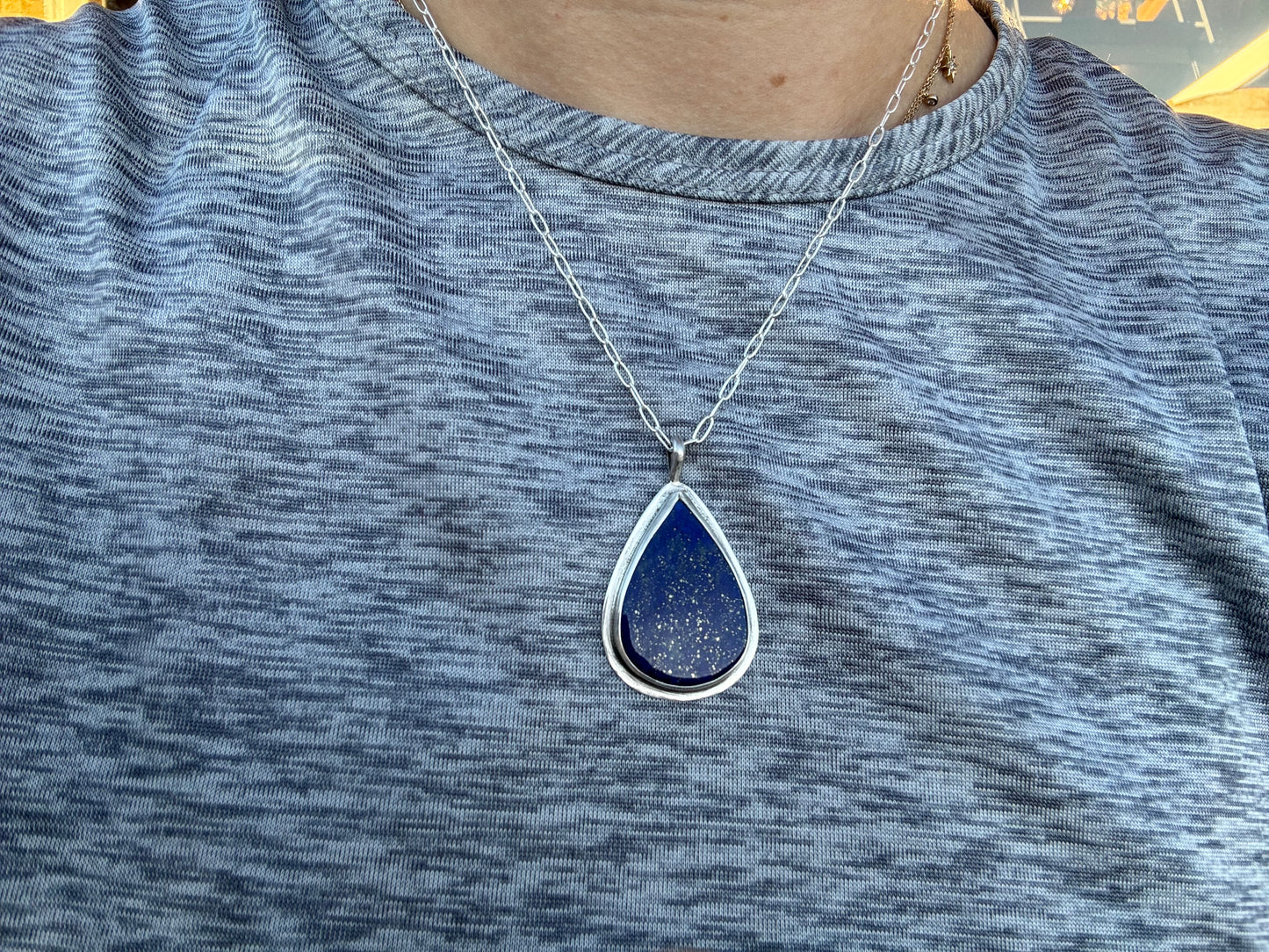Lapis pear pendant