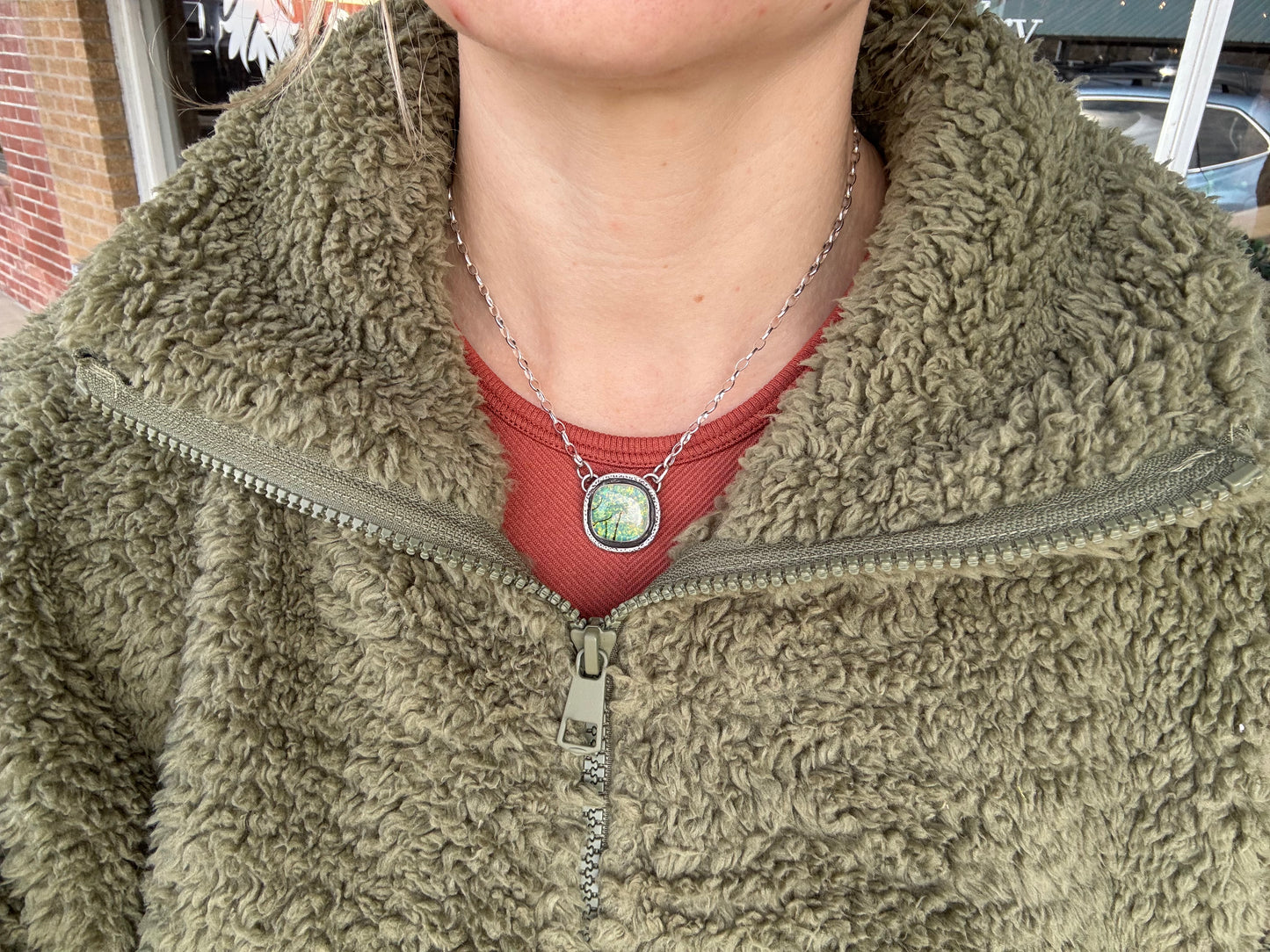 Monarch Opal Station Necklace .