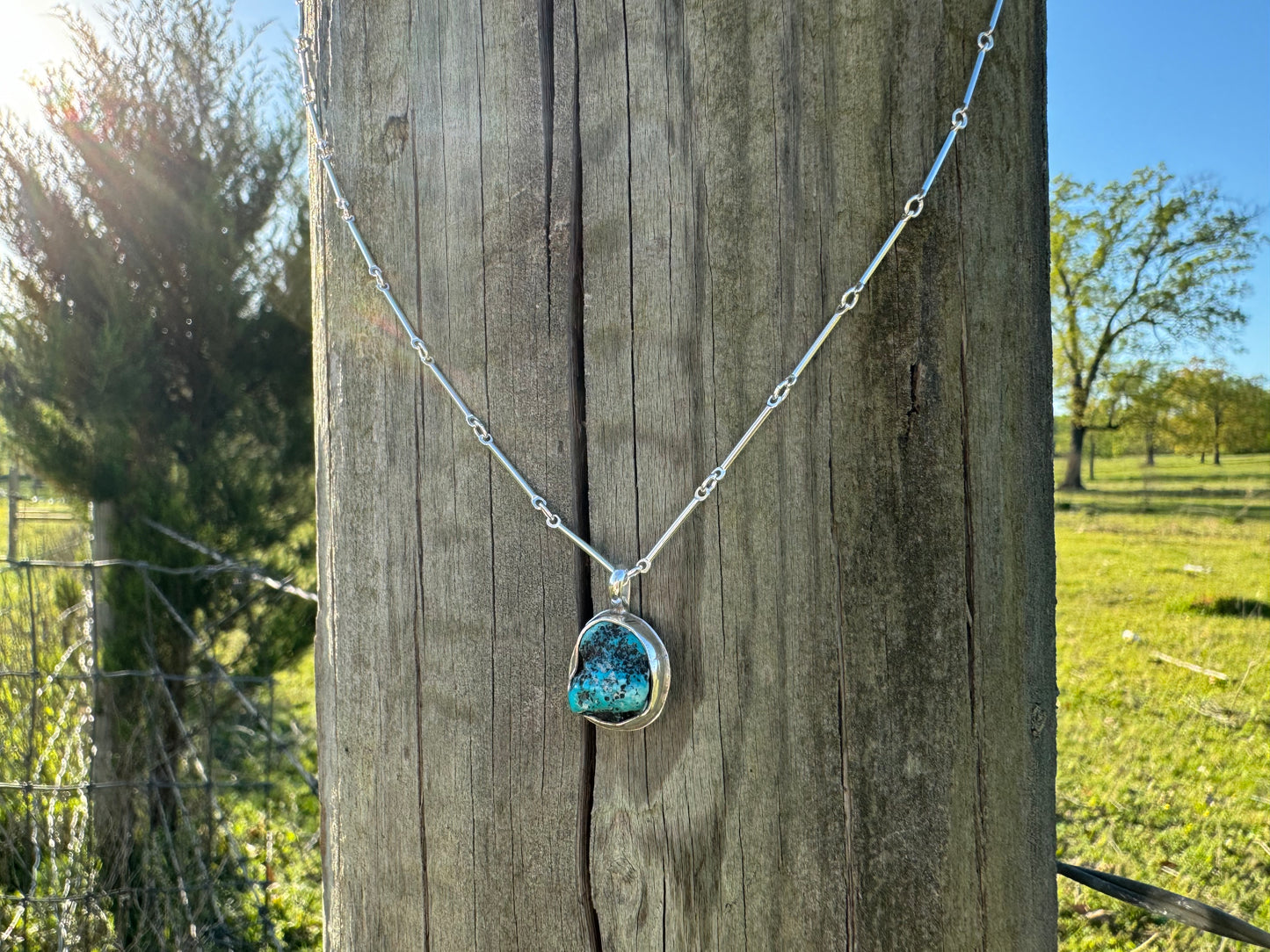 Dainty nugget turquoise pendant