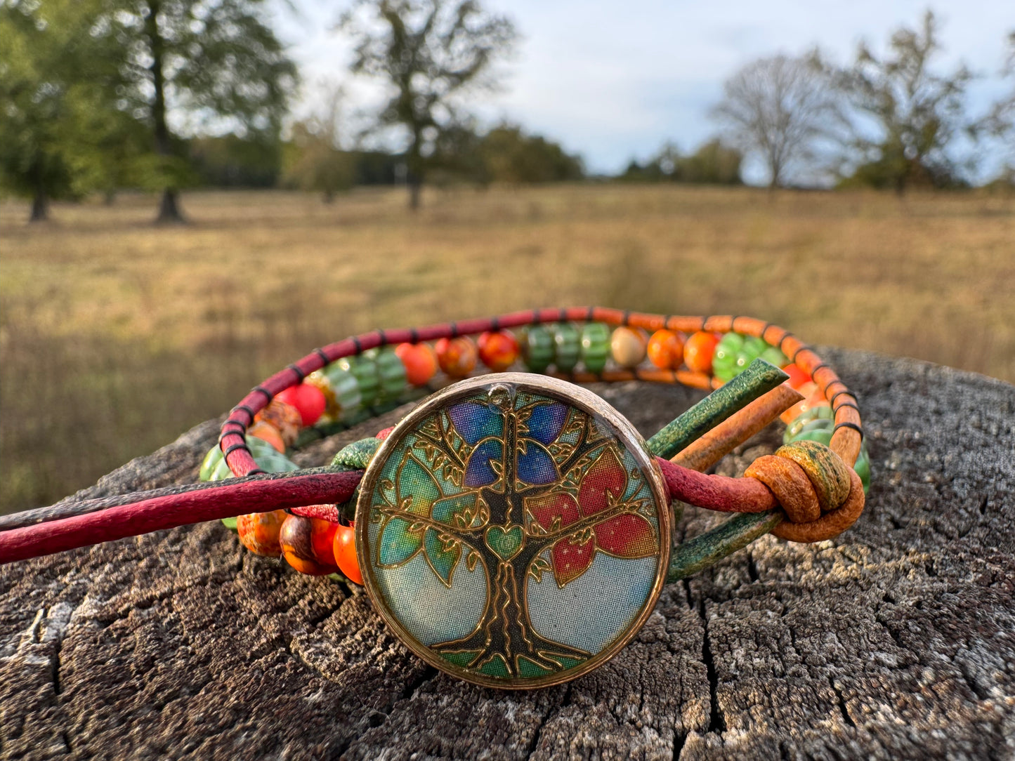 Colorful leather wrap bracelets