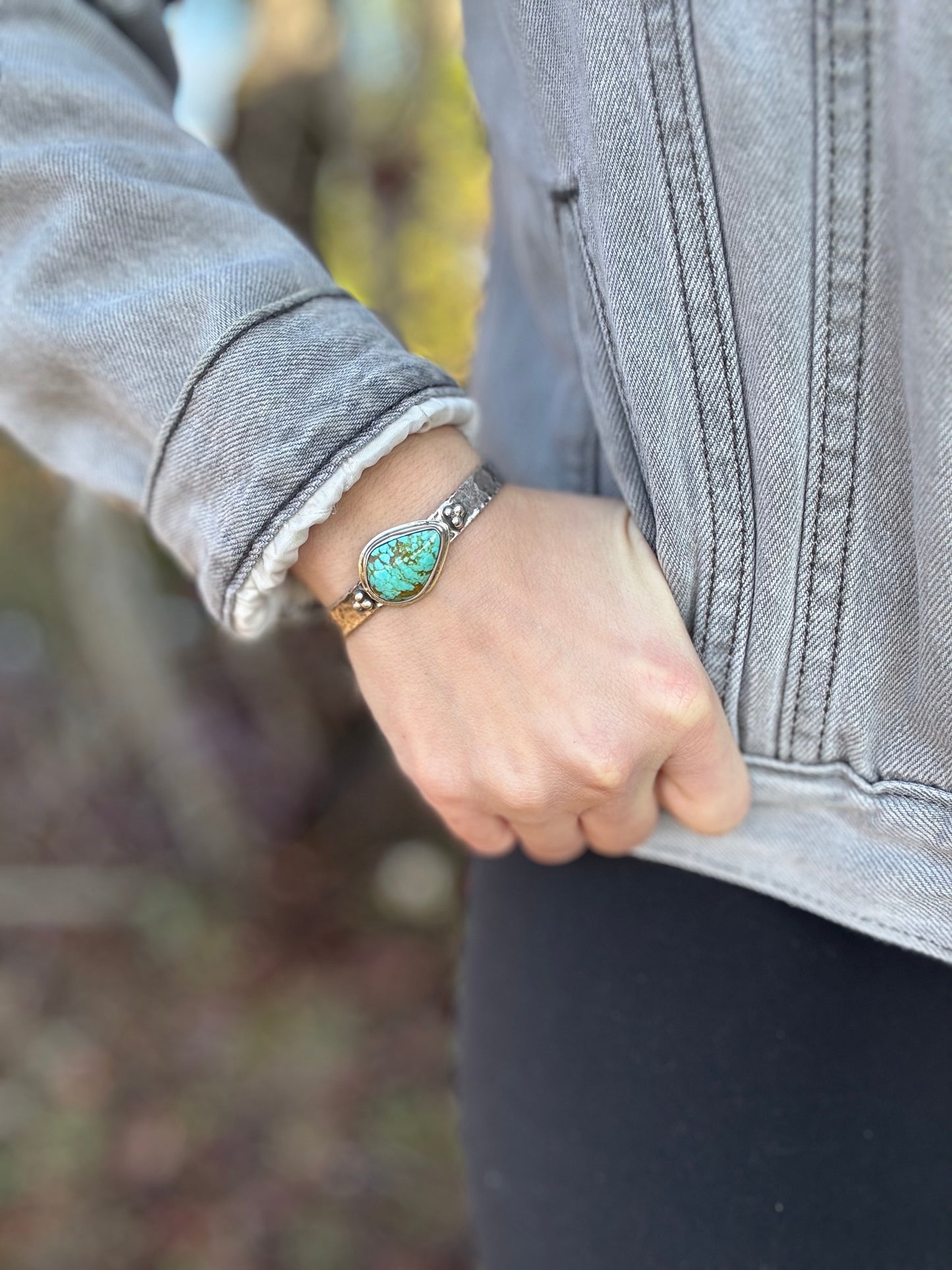 Tyrone turquoise hammered cuff