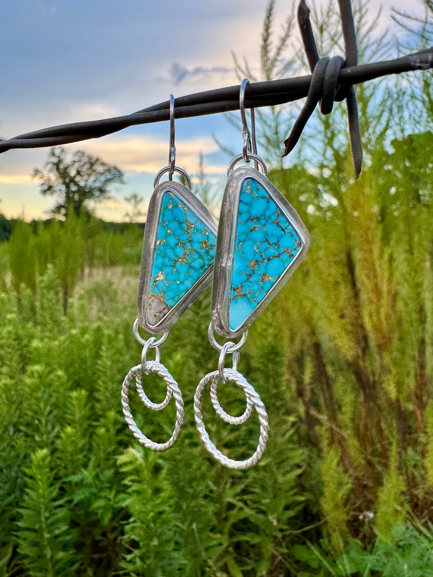 Triangle High Grade Kingman Turquoise Earrings